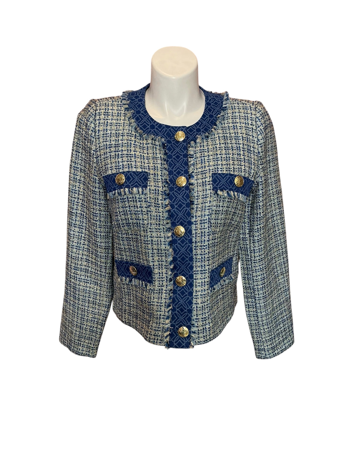 Lilly Pulitzer NWT Ascena Boucle Jacket Tangier Teal Ocean Deep Lurex Boucle -Size 12