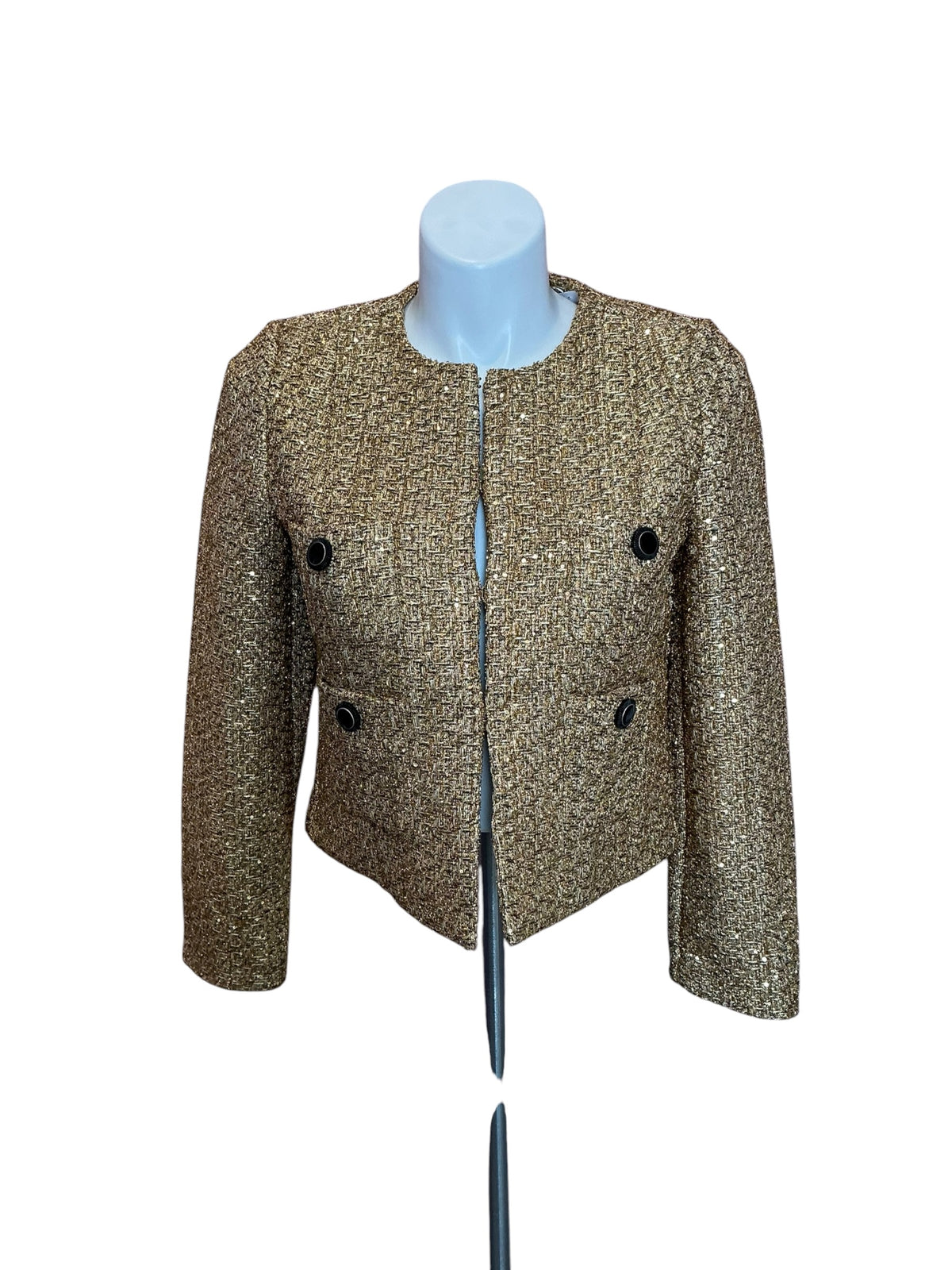 Lilly Pulitzer NWT Rohana Boucle Jacket Golf Metallic Golden Glow Boucle - Size 8