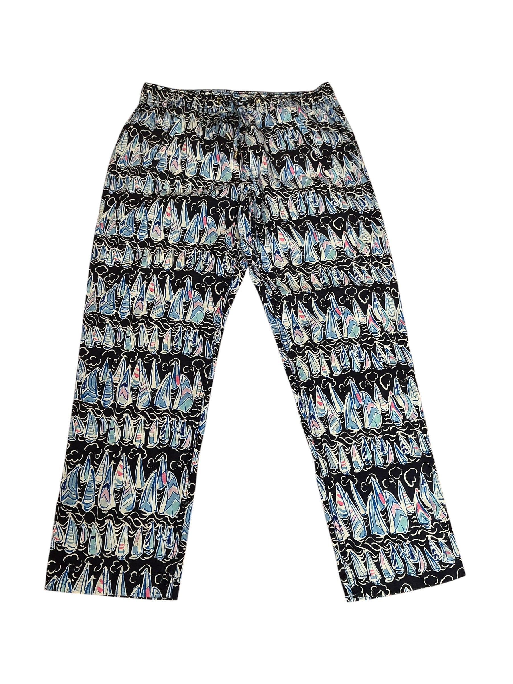 Lilly Pulitzer Linen Pants Low Tide Navy Sails and Stripes - Size S
