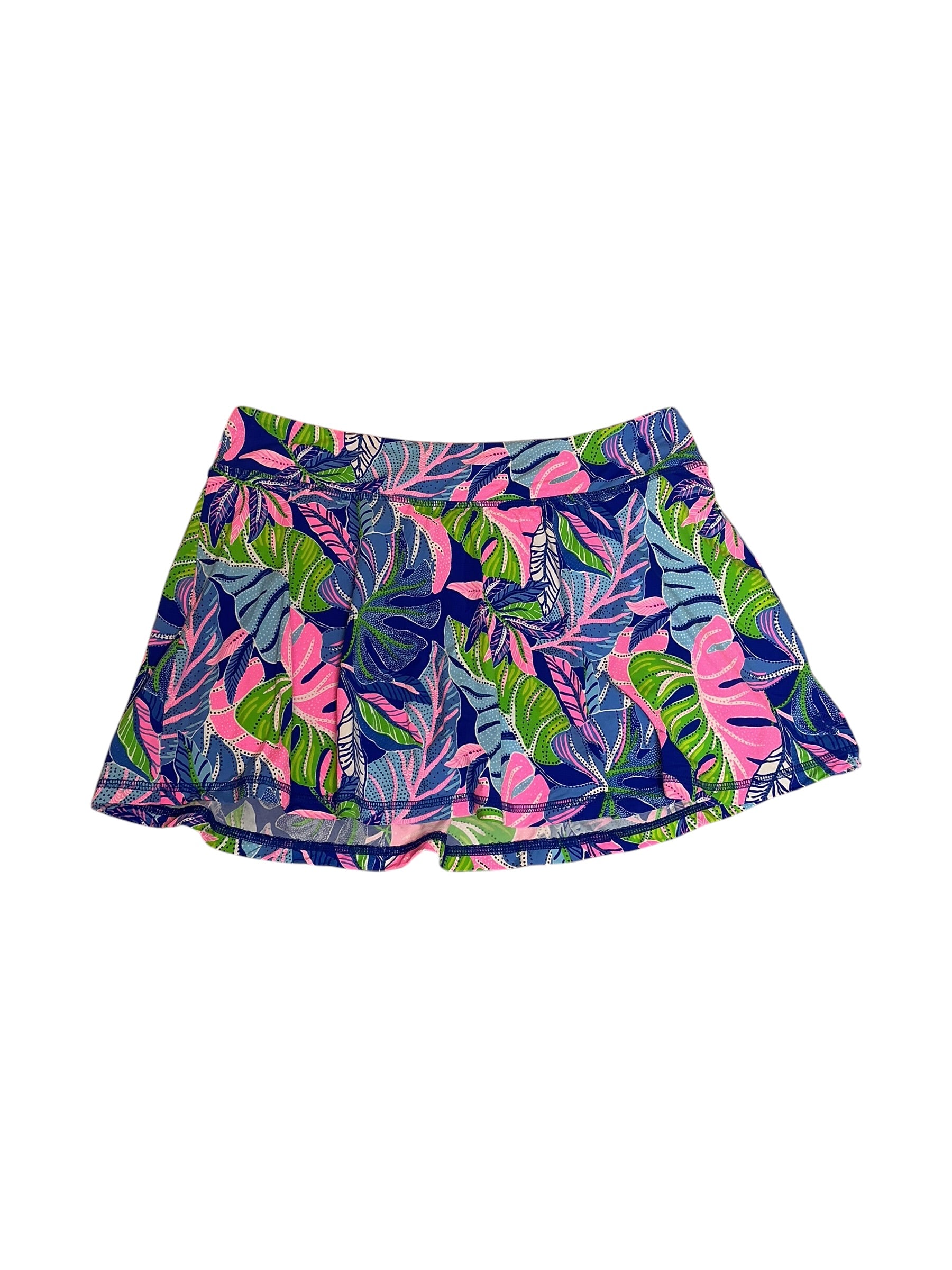Lilly Pulitzer Luxletic Aila Skort Blue Grotto Beleaf In Yourself - Size L