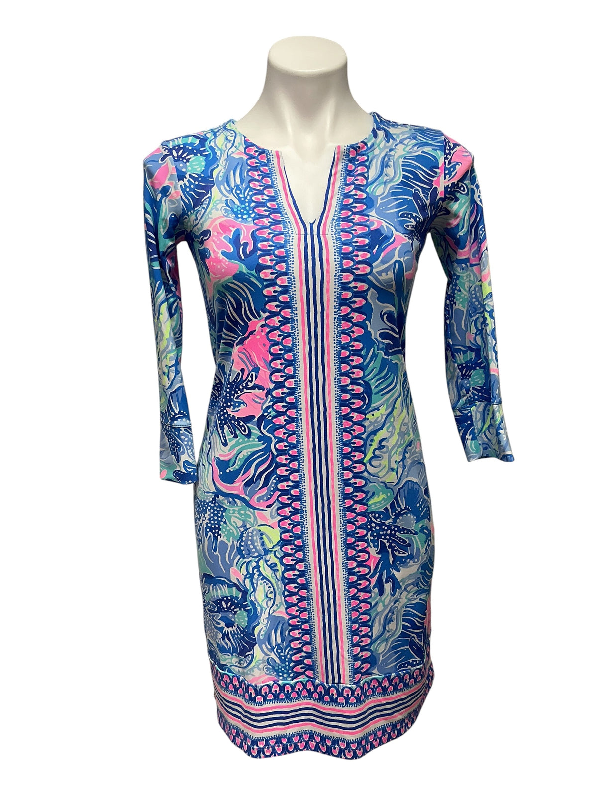 Lilly Pulitzer Karina Tunic Saltwater Blue Shade Seekers Chilly Lilly - Size XS