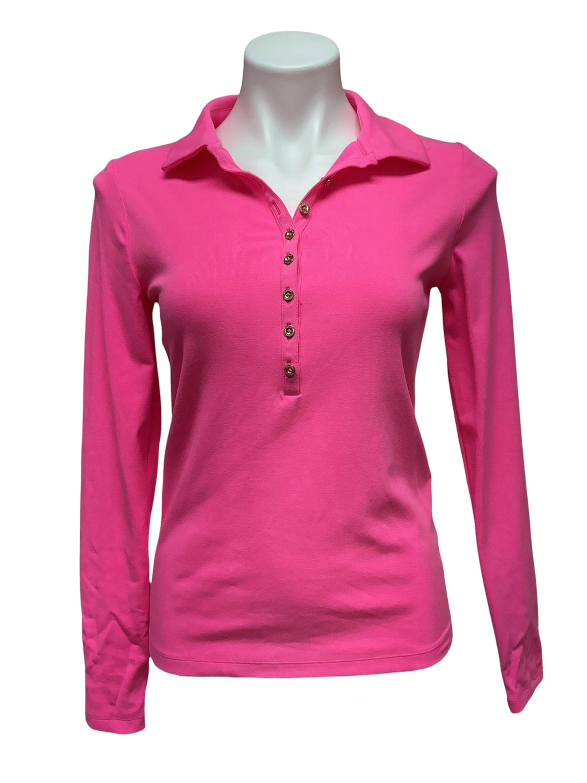 Lilly Pulitzer Long Sleeve Polo Top Pink - Size S
