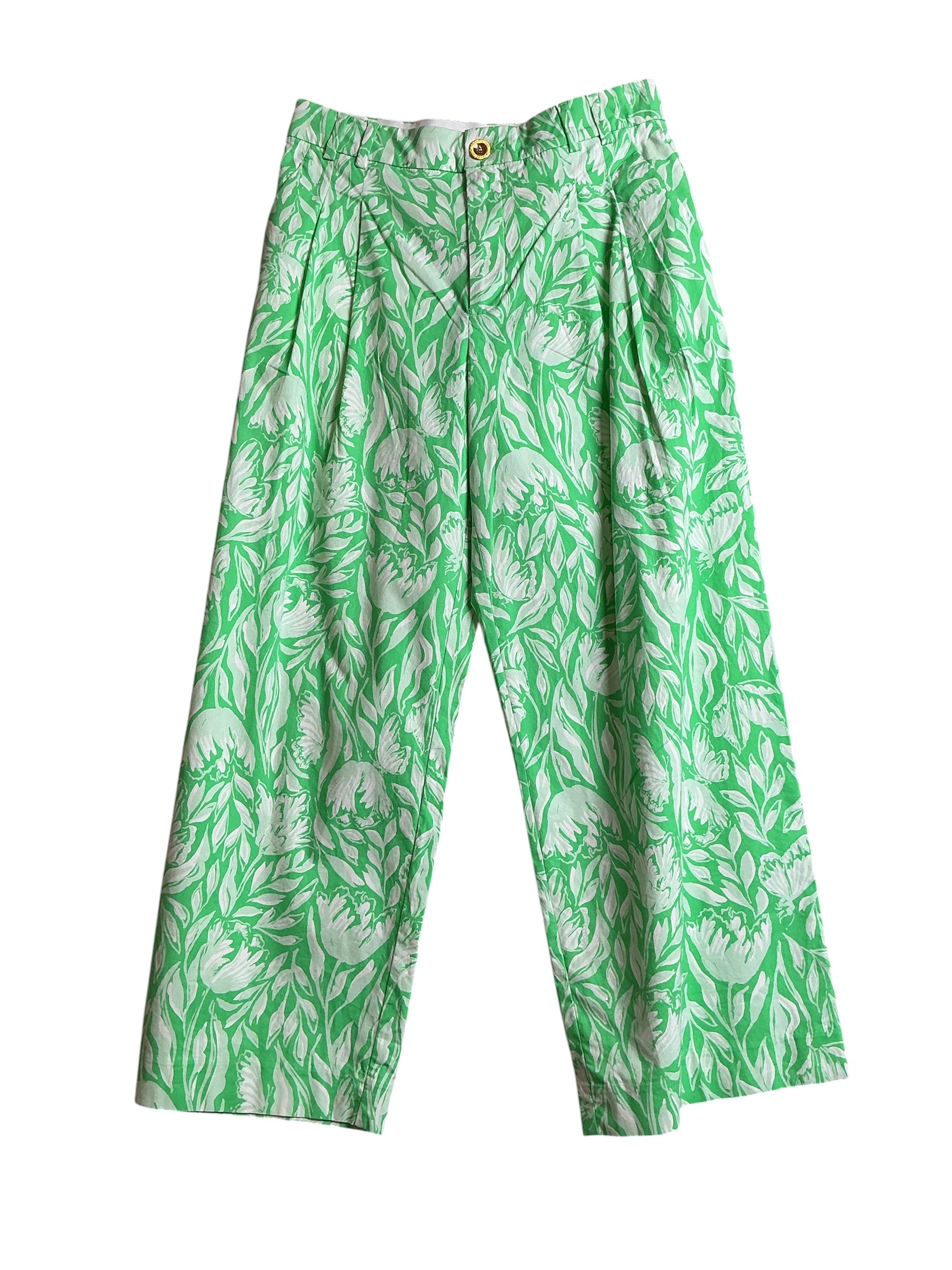 Lilly Pulitzer Mandalay Crop Pant - Fauna Green Tulip To Tango - Size 2