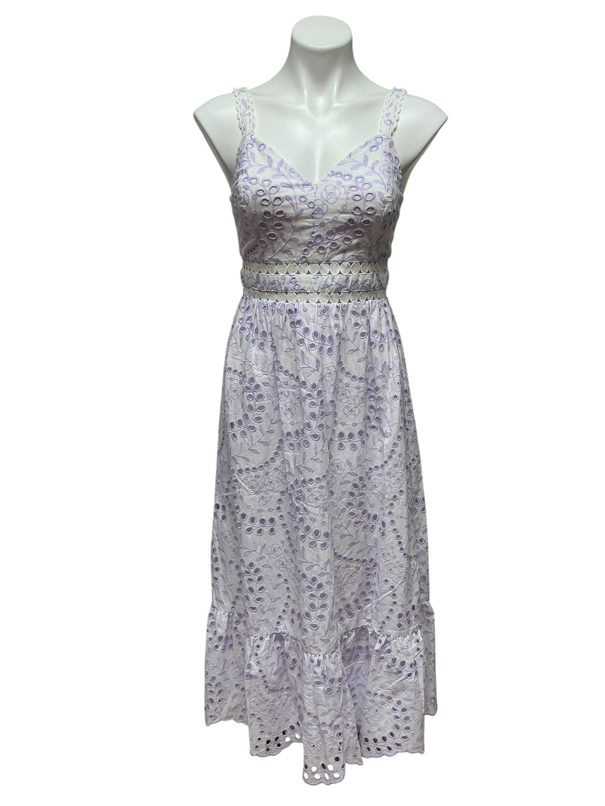 Lilly Pulitzer Tiah Midi Dress Dancing Daisies Eyelet Water Hyacinth - Size 0