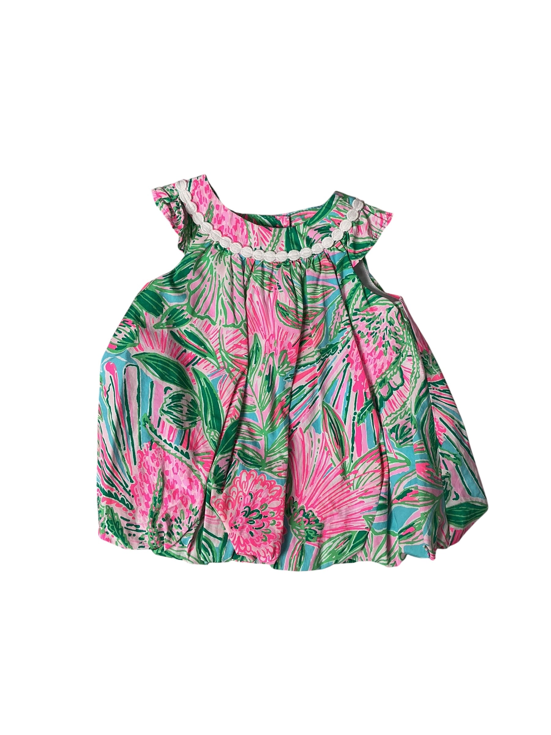 Lilly Pulitzer Baby Paloma Bubble Dress Blue Horizon Coming In Hot - Size 3-6 Months