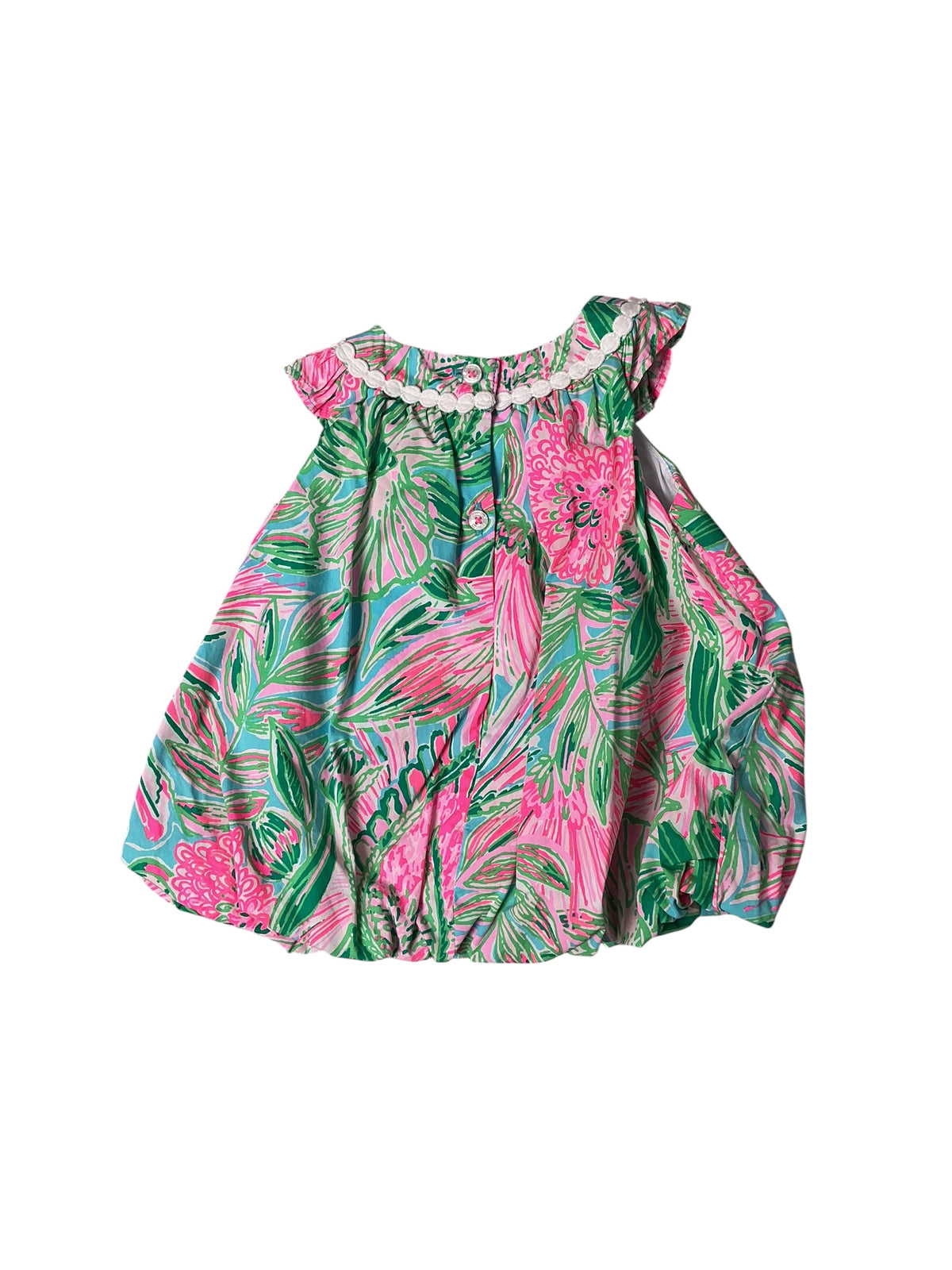 Lilly Pulitzer Baby Paloma Bubble Dress Blue Horizon Coming In Hot - Size 3-6 Months