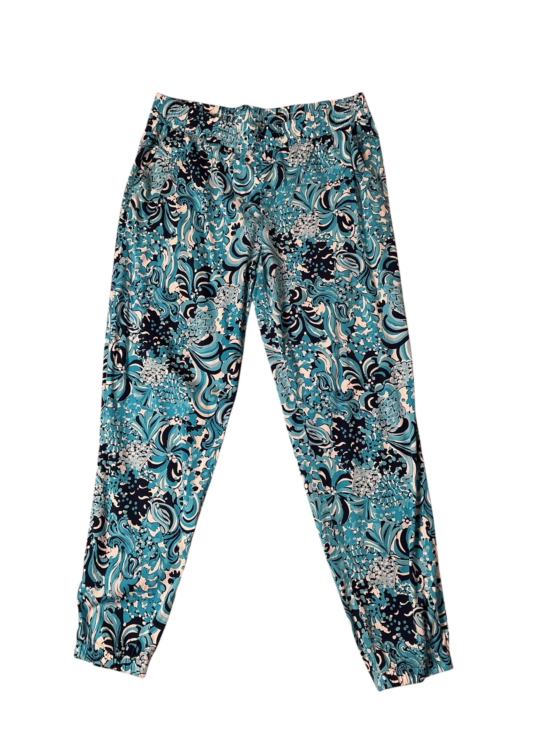  Lilly Pulitzer Rici Stretch Jogger Pant Resort White Mermazing - Size L