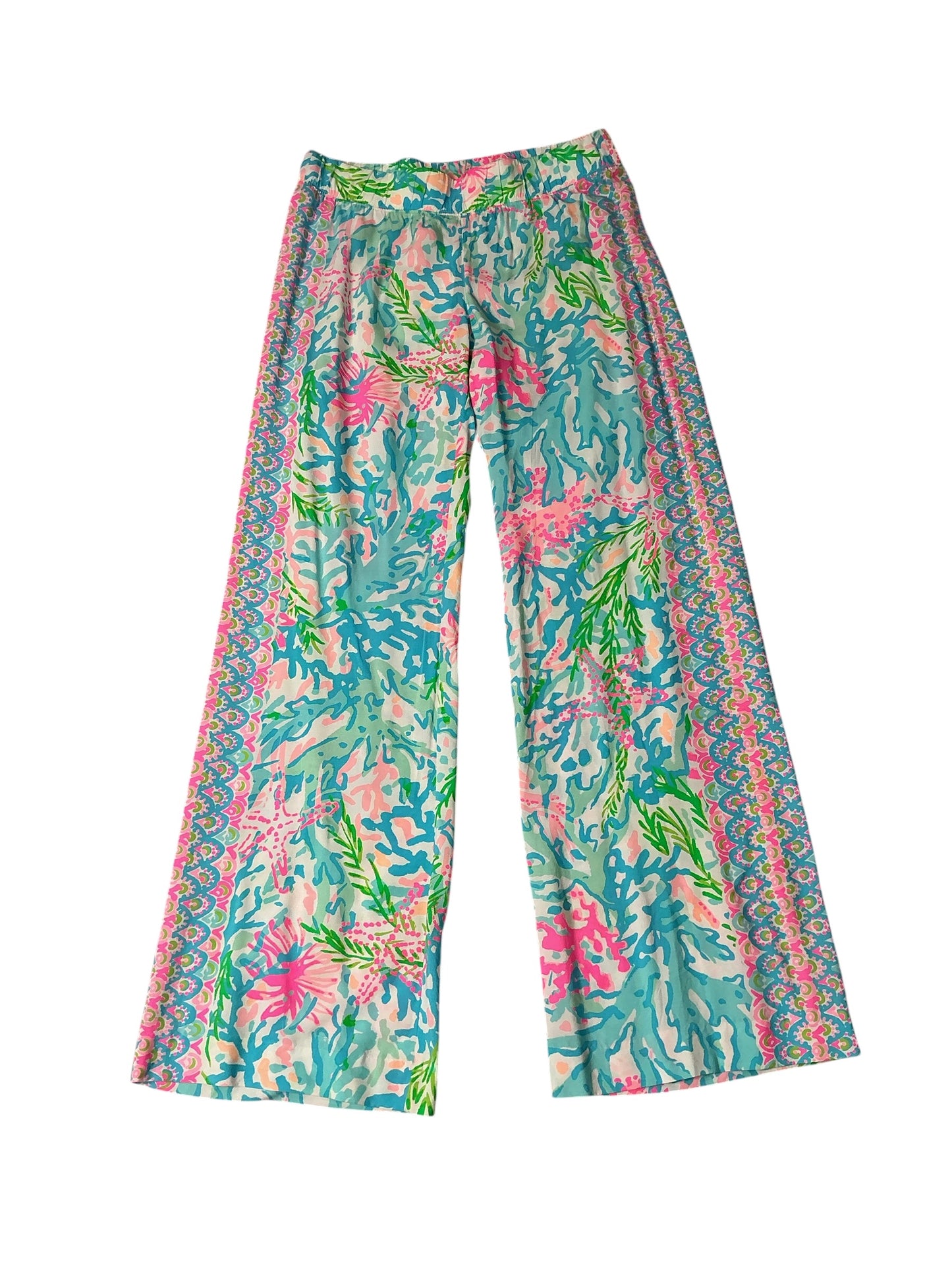 Lilly Pulitzer Bal Harbour Mid-Rise Palazzo Pants Multi Coral Bay - Size M