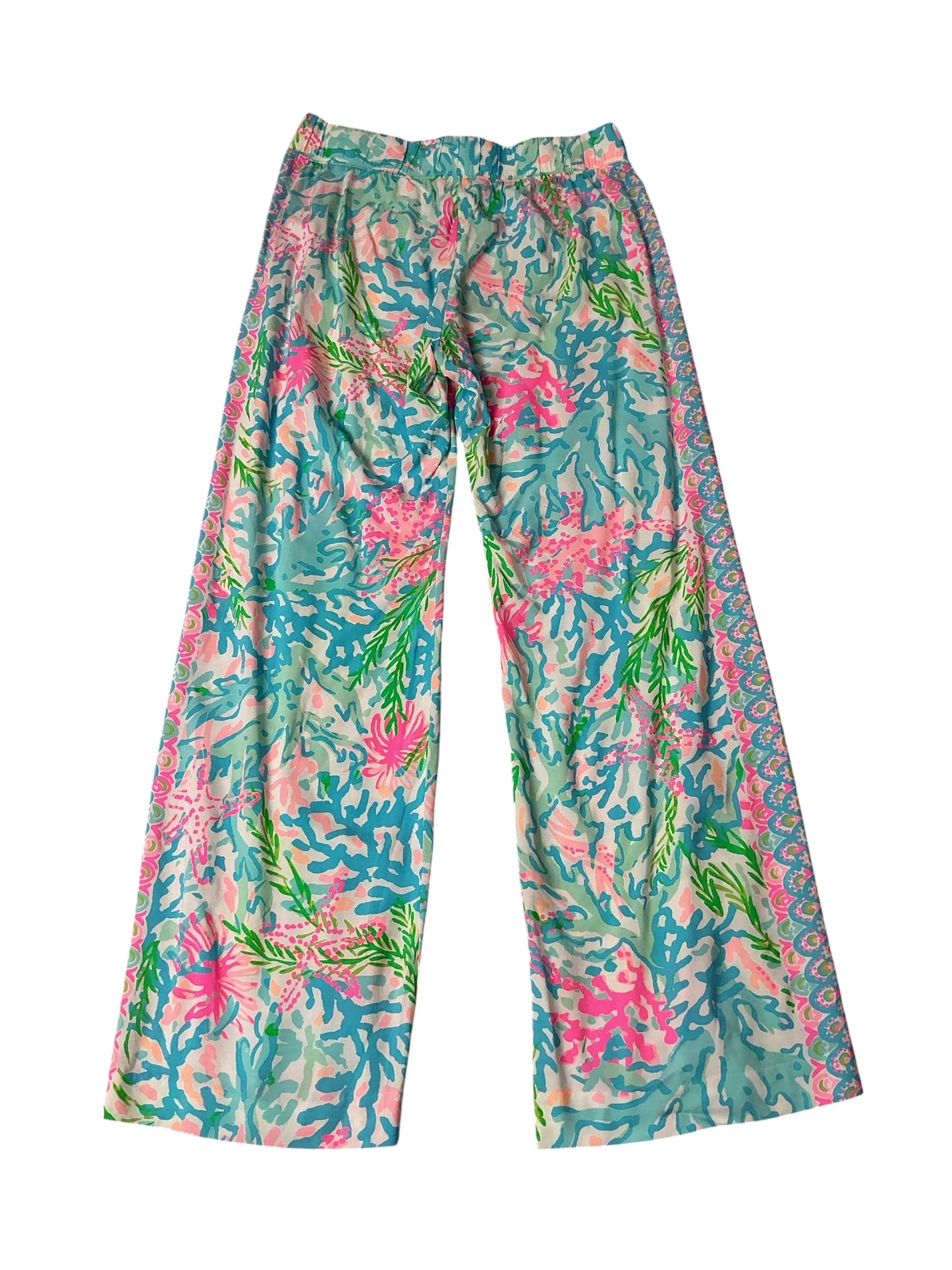 Lilly Pulitzer Bal Harbour Mid-Rise Palazzo Pants Multi Coral Bay - Size M