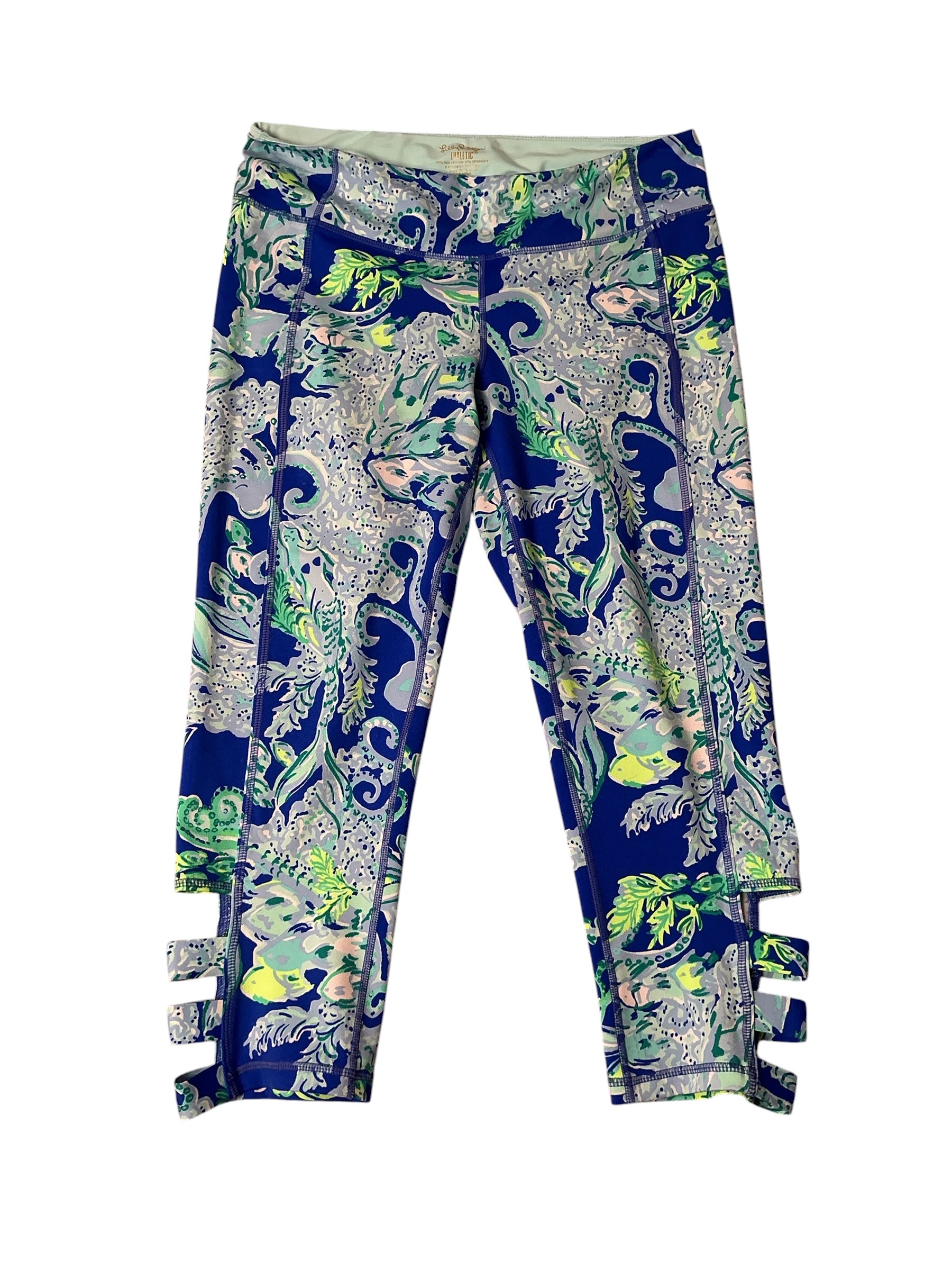 Lilly Pulitzer Weekender Cropped Leggings Blue Current Sea Siren - Size L