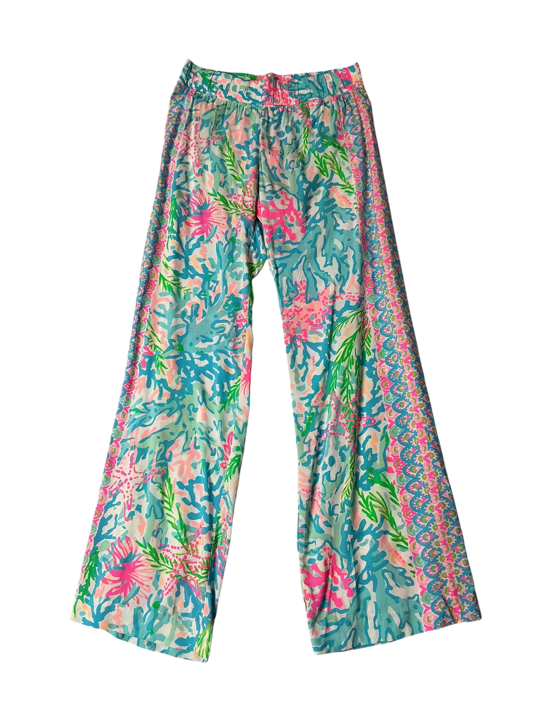Lilly Pulitzer NWT Bal Harbour Mid-Rise Palazzo Multi Coral Bay Engineered Pant - Size S