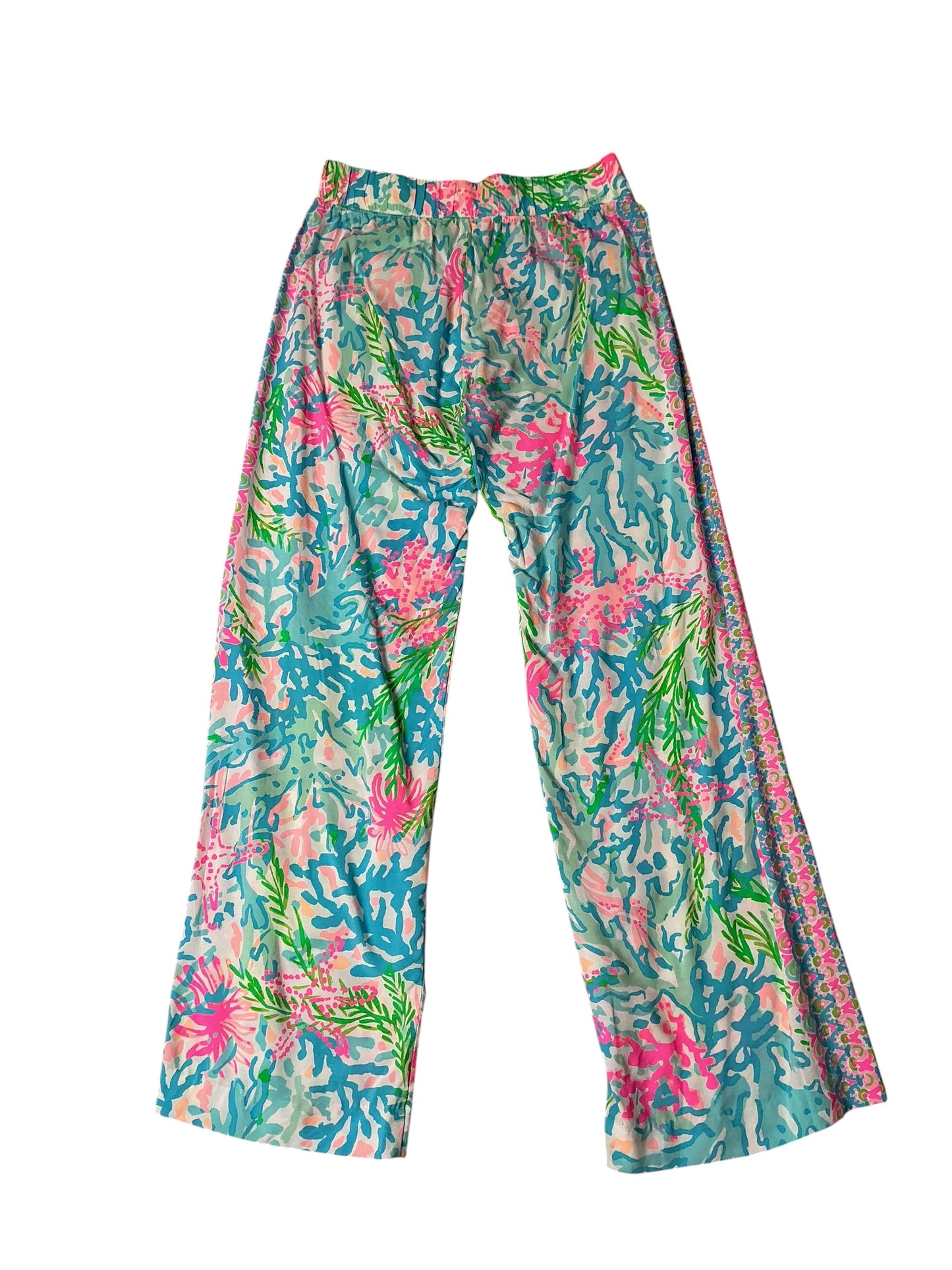 Lilly Pulitzer NWT Bal Harbour Mid-Rise Palazzo Multi Coral Bay Engineered Pant - Size S