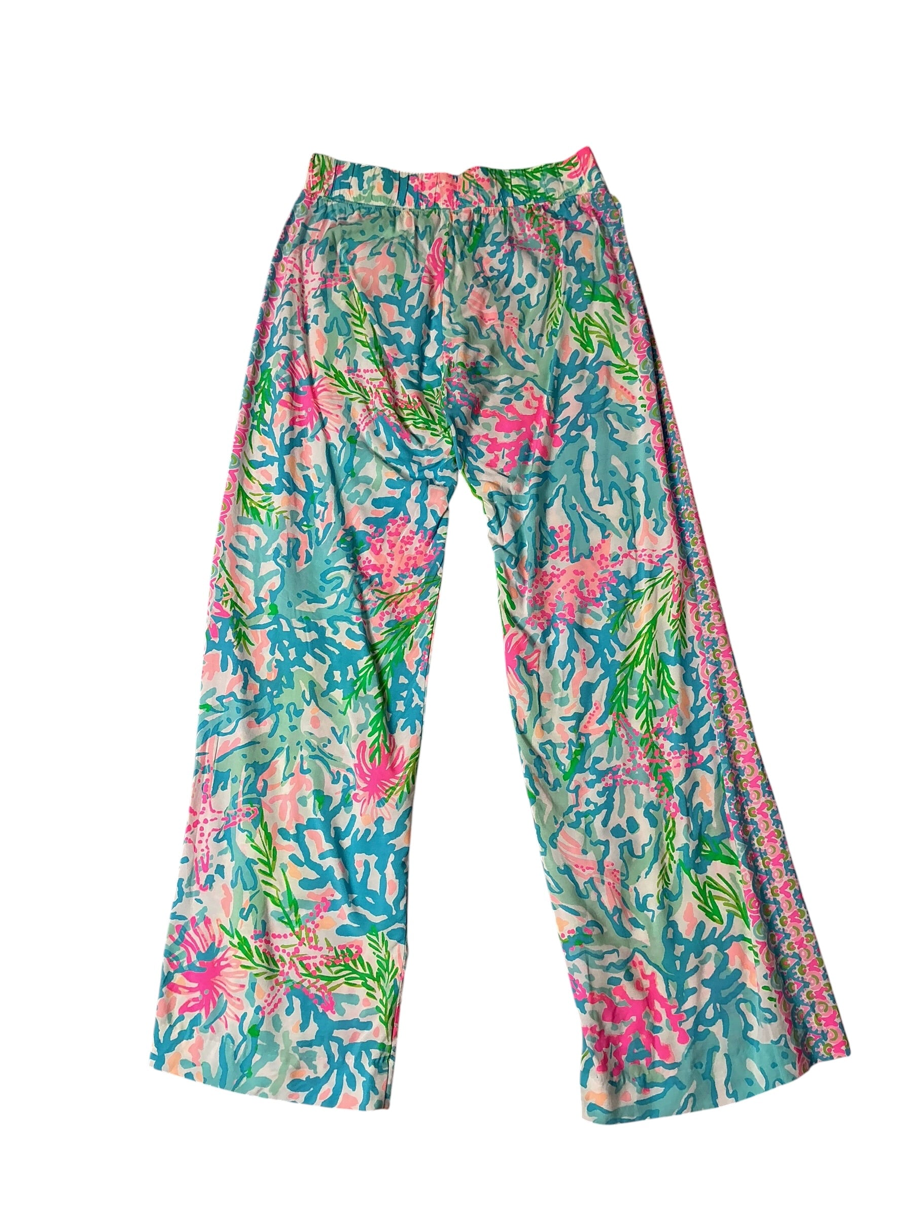Lilly Pulitzer NWT Bal Harbour Mid-Rise Palazzo Multi Coral Bay Engineered Pant - Size S