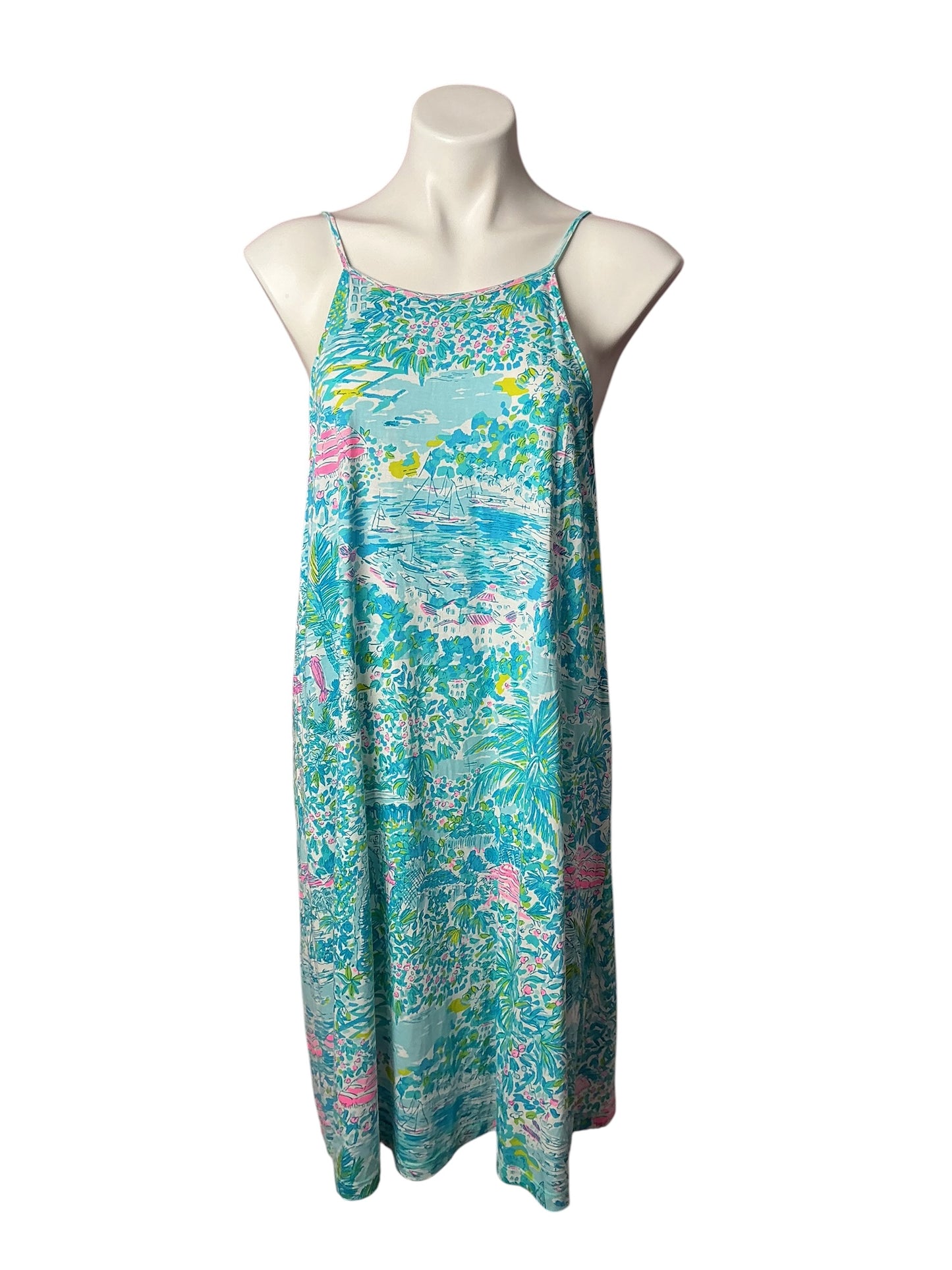 Lilly Pulitzer Margot Swing Dress Gustavia Green Sunshine City - Size L