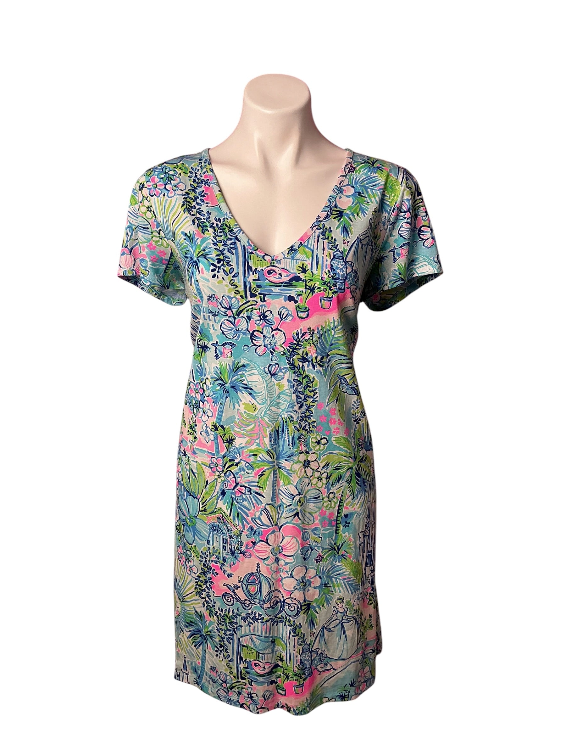 Lilly Pulitzer Etta V-Neck Dress Lilly Loves Cinderella - Size L