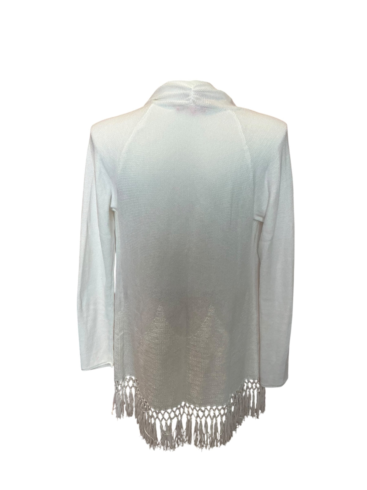 Lilly Pulitzer Tatum Long Fringe Hem Cardigan Resort White - Size L