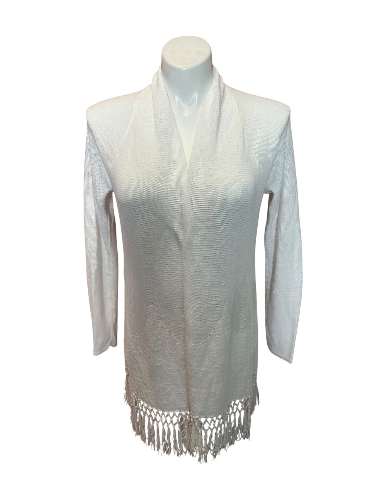 Lilly Pulitzer Tatum Long Fringe Hem Cardigan Resort White - Size L