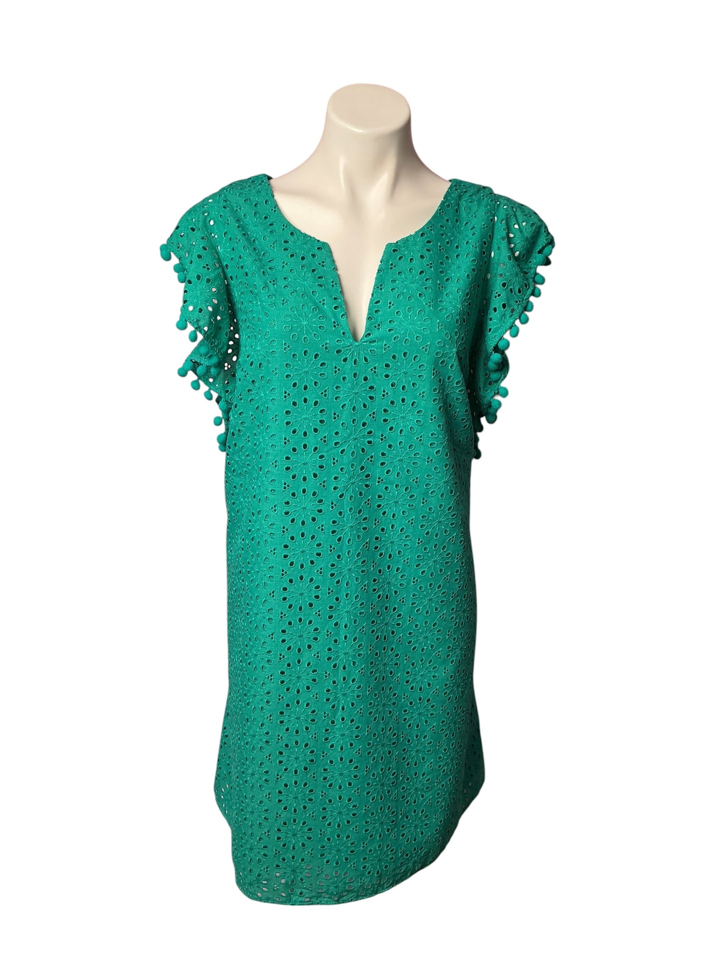 Lilly Pulitzer NWT Astara Flutter Sleeve Water Lilly Green Neon Sunburst Eyelet - Size XL