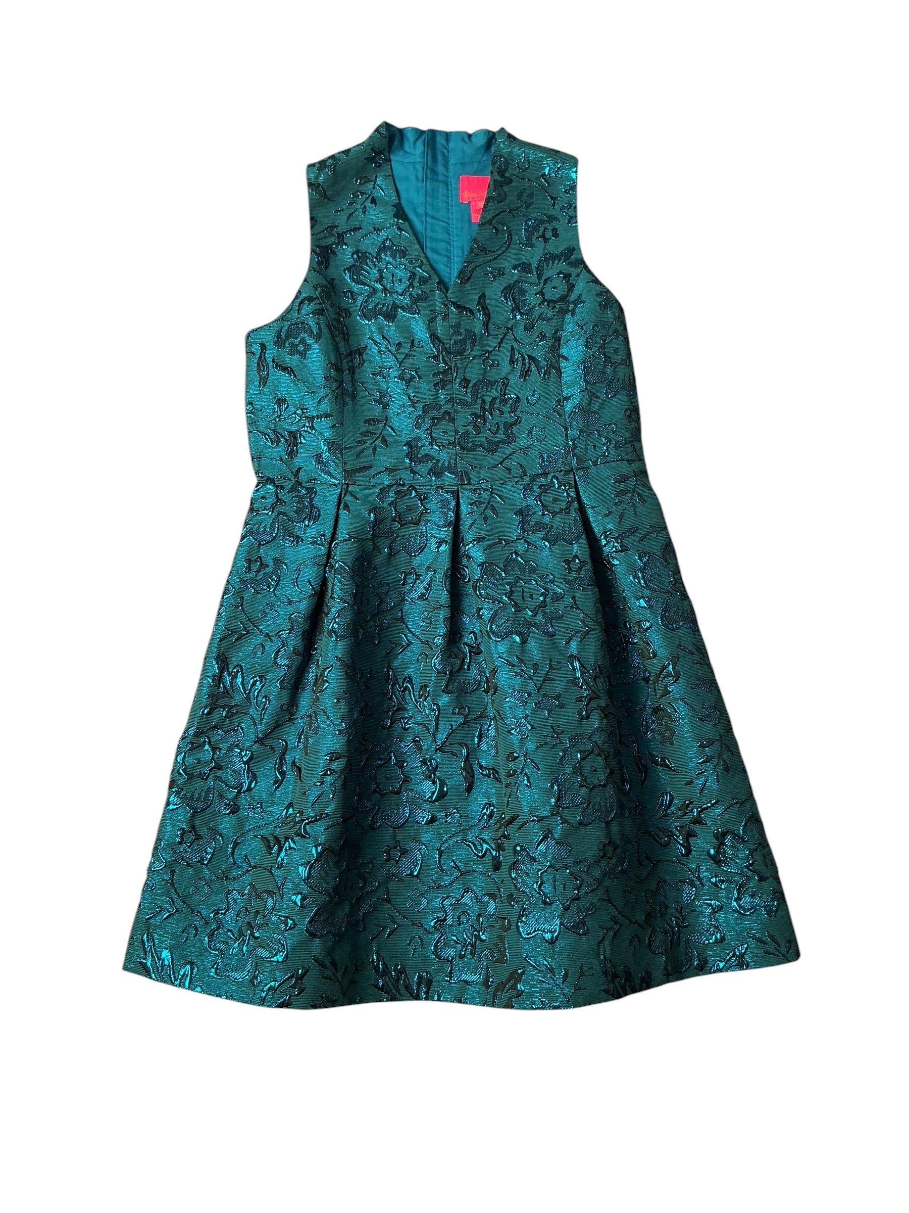 Lilly Pulitzer Girls Mini Tanlee Dress Teal Bay Blooming Brocade - Size 10