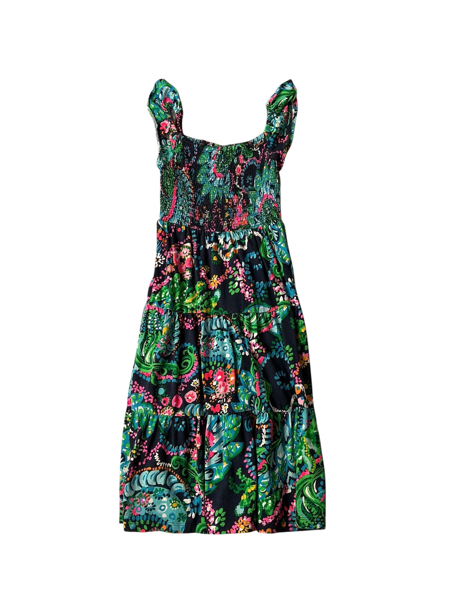 Lilly Pulitzer Girls Mini Jilly Midi Dress Onyx Paradise Glow - Size S