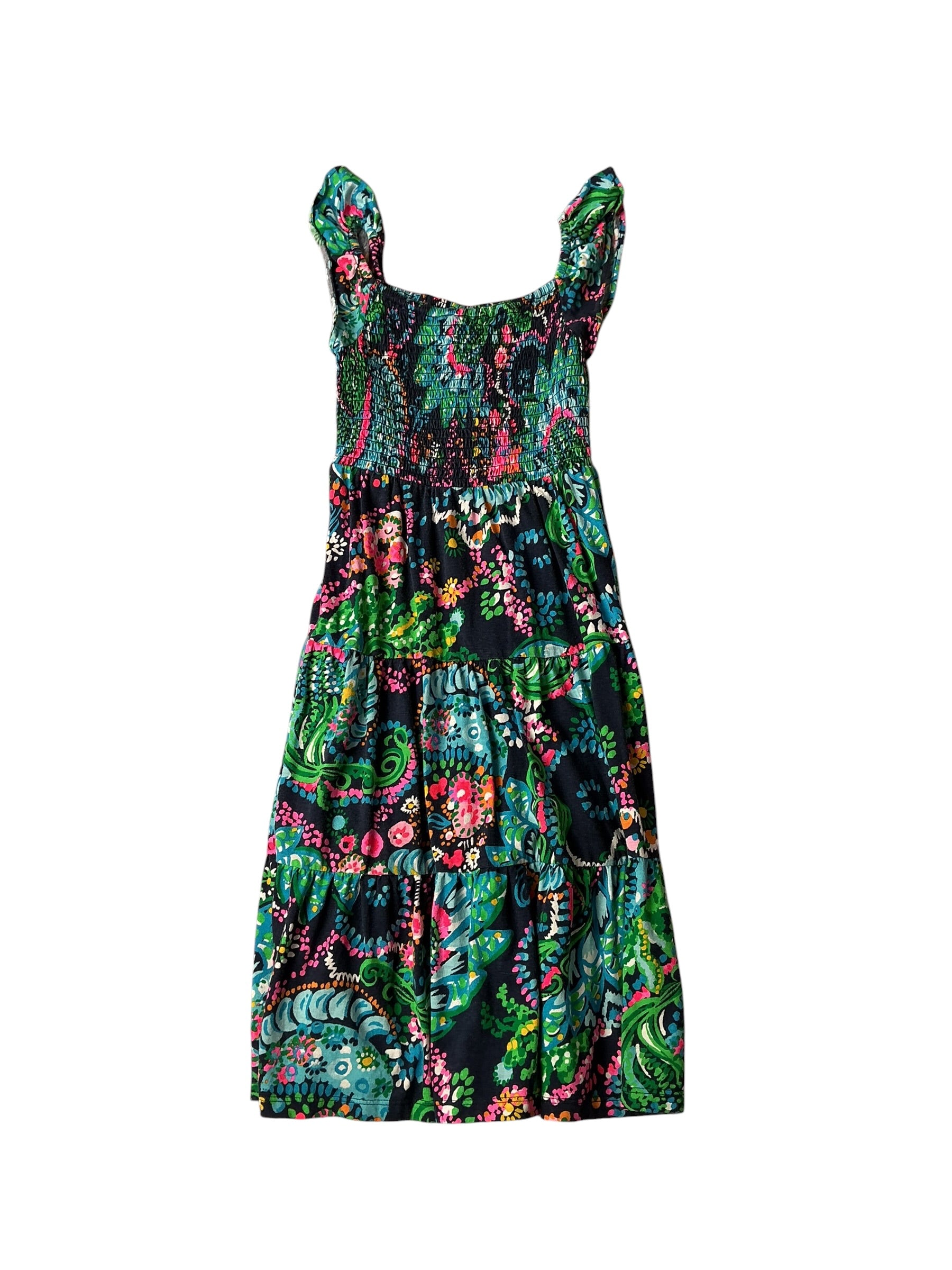 Lilly Pulitzer Girls Mini Jilly Midi Dress Onyx Paradise Glow - Size S