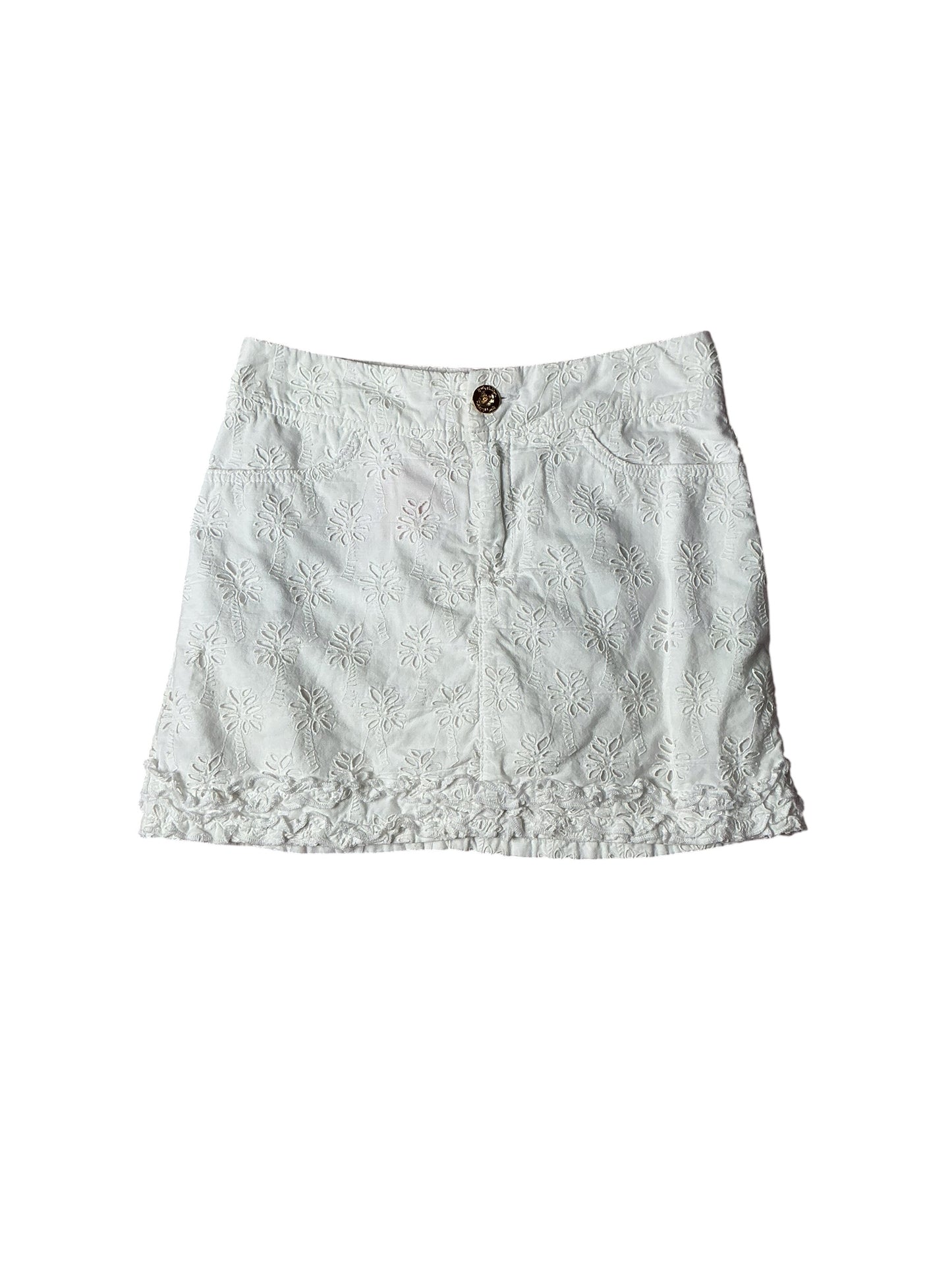 Lilly Pulitzer Skort Palm Tree Eyelet Resort White - Size 00