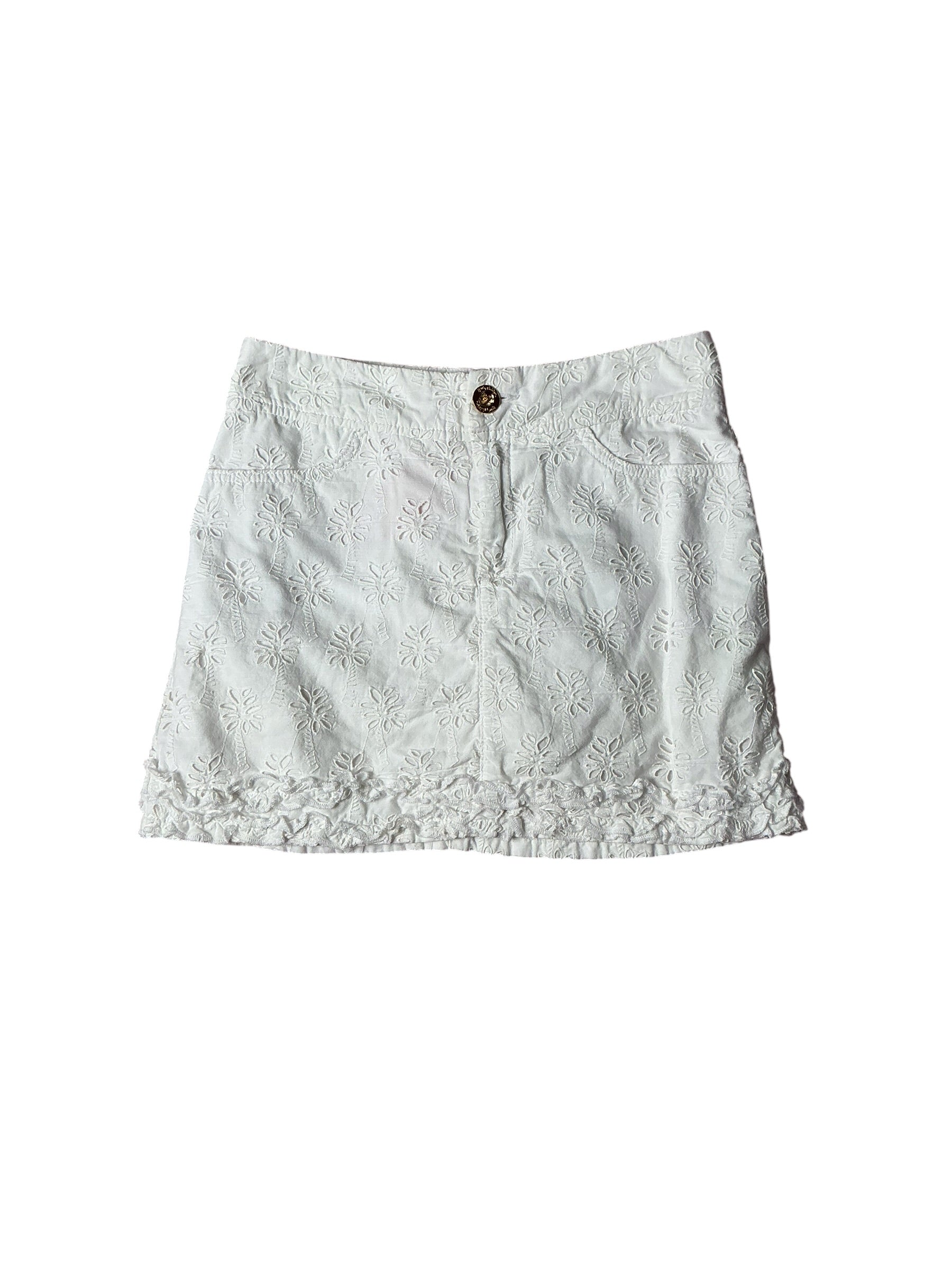 Lilly Pulitzer Skort Palm Tree Eyelet Resort White - Size 00