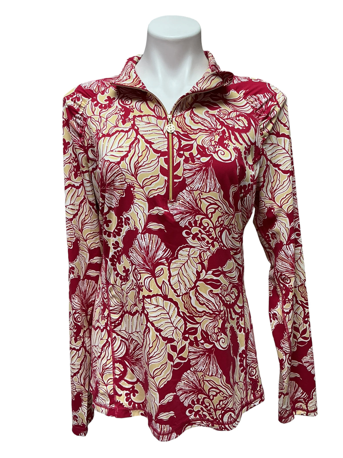 Lilly Pulitzer Luxletic Justine Pullover Poinsettia Red Island Vibes - Size XL