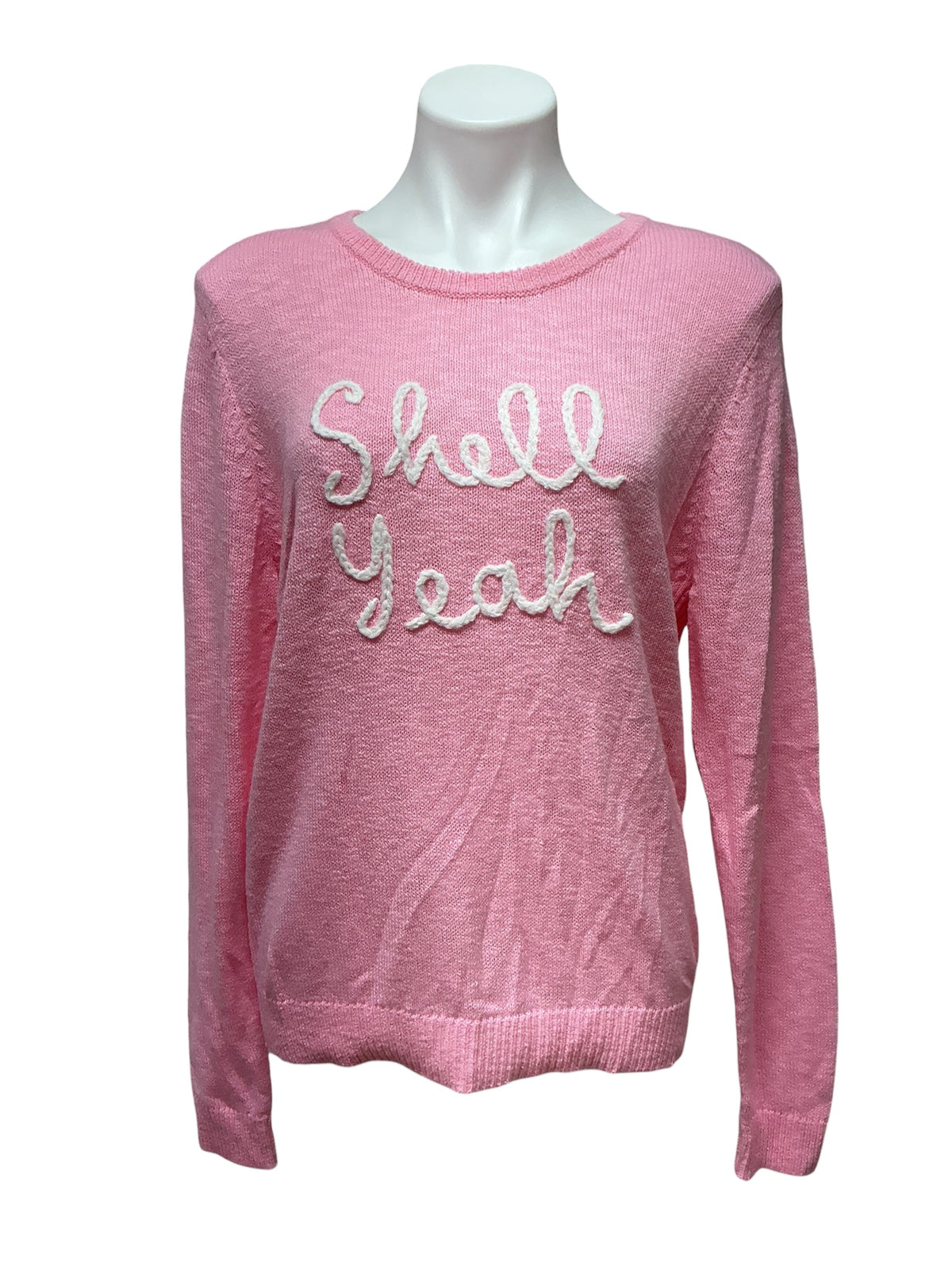 Lilly Pulitzer NWT Tully Sweater Conch Shell Pink Shell Yeah Embroidery  - Size L