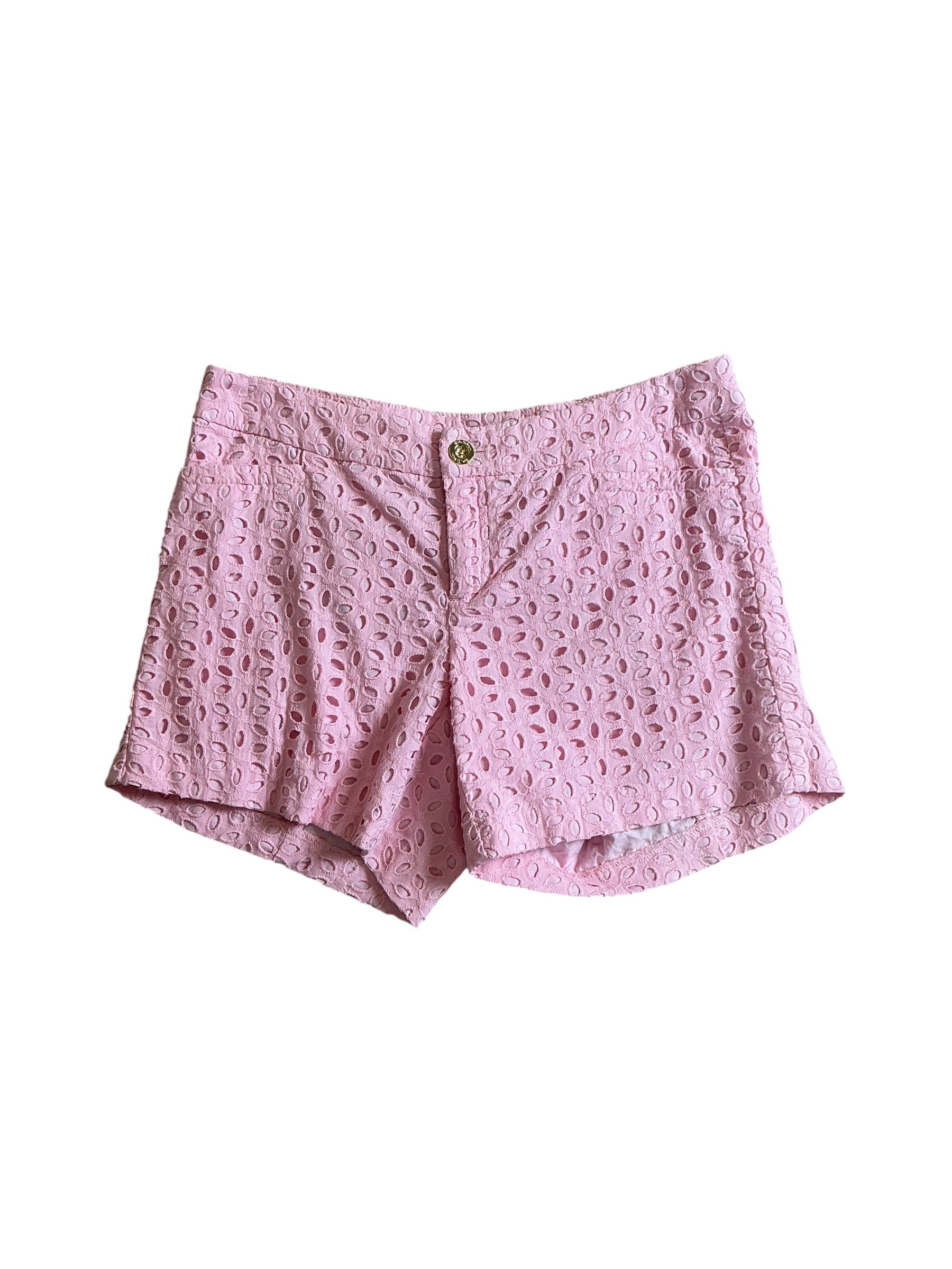 Lilly Pulitzer Oval Flower Petal Eyelet Kelly Shorts - Size 0