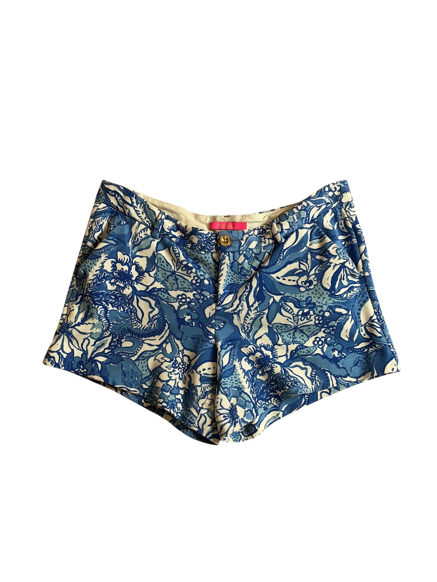 Lilly Pulitzer Callahan Knit Short Blue Tang Flocking Fabulous - Size 10