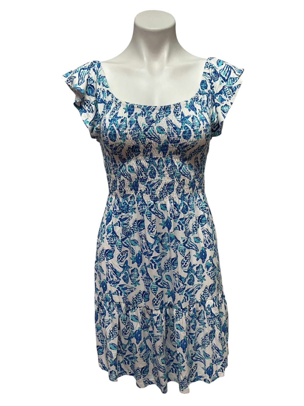 Lilly Pulitzer Jilly Smocked Dress Resort White Shell Collector - Size XS