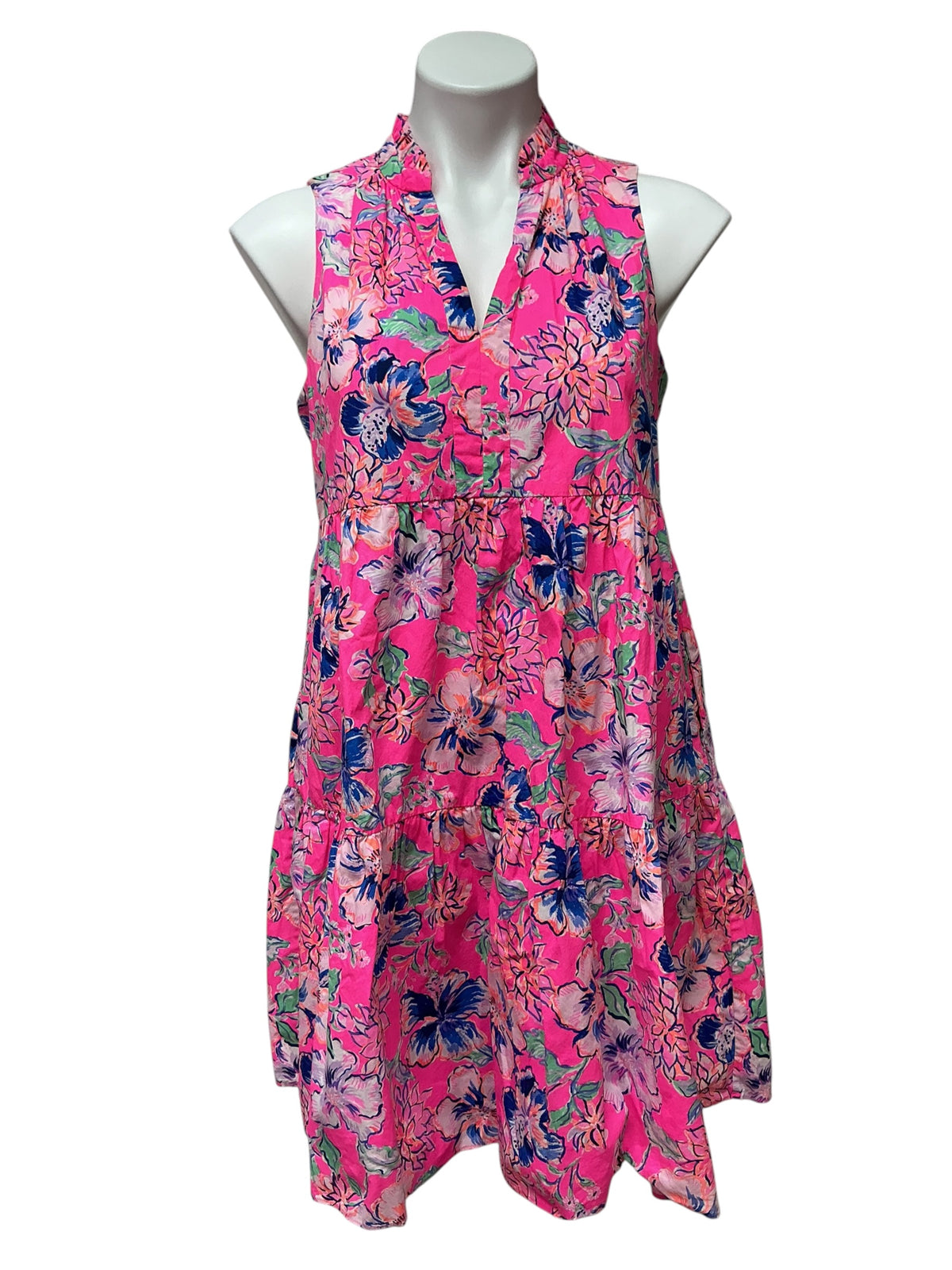 Lilly Pulitzer Novella Sleeveless Swing Dress Pink Isle Last Bud Not Least - Size S