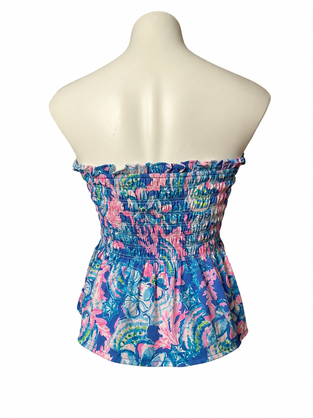 Lilly Pulitzer Jadis Tube Top Blue Tang Sitting Seaside - Size M