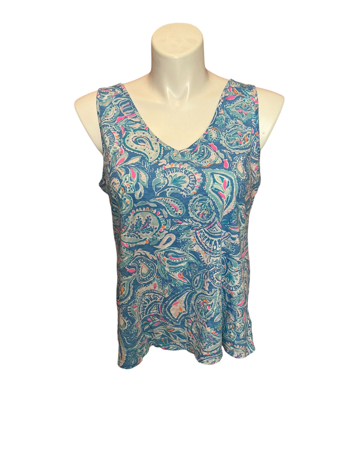 Lilly Pulitzer Gigi Tank Top Zanzibar Blue Fish Kiss - Size XL