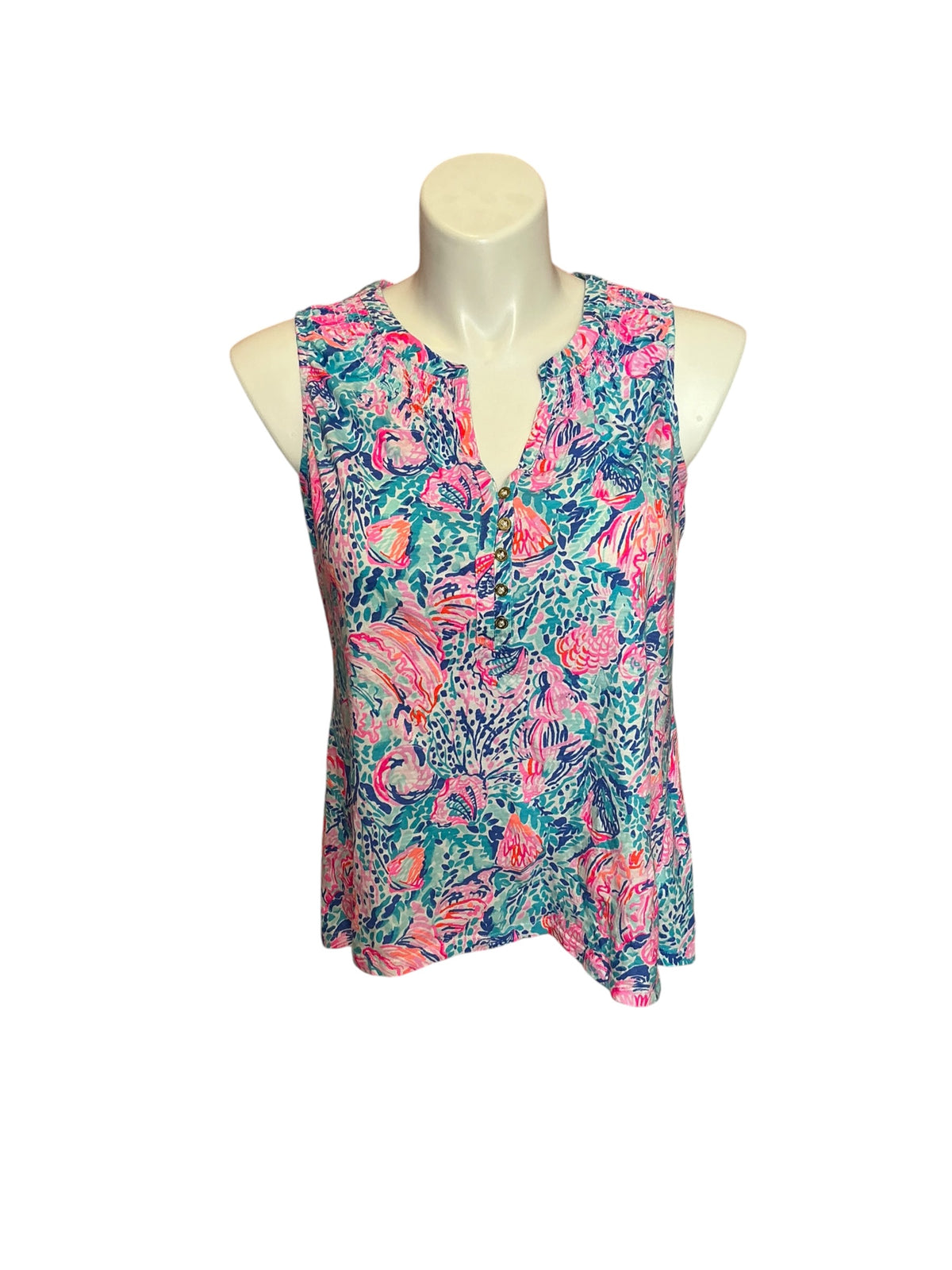 Lilly Pulitzer Essie Top Raz Berry Sea You Soon - Size XL