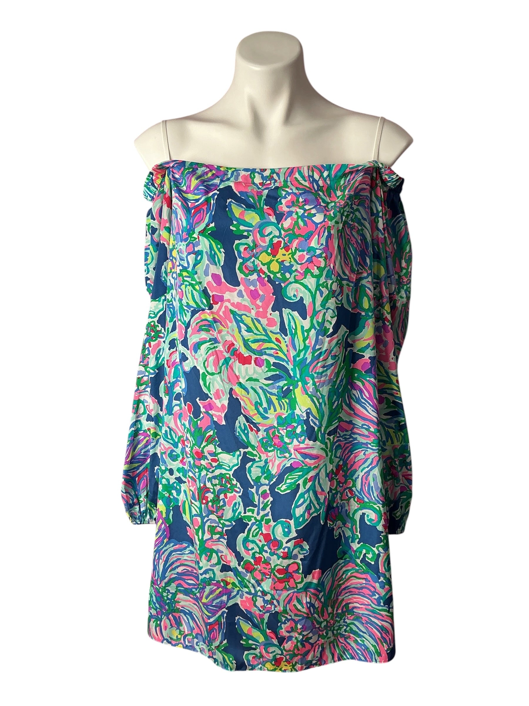 Lilly Pulitzer NWT Audra Stretch Silk Dress Indigo Exotic Escapade - Size L