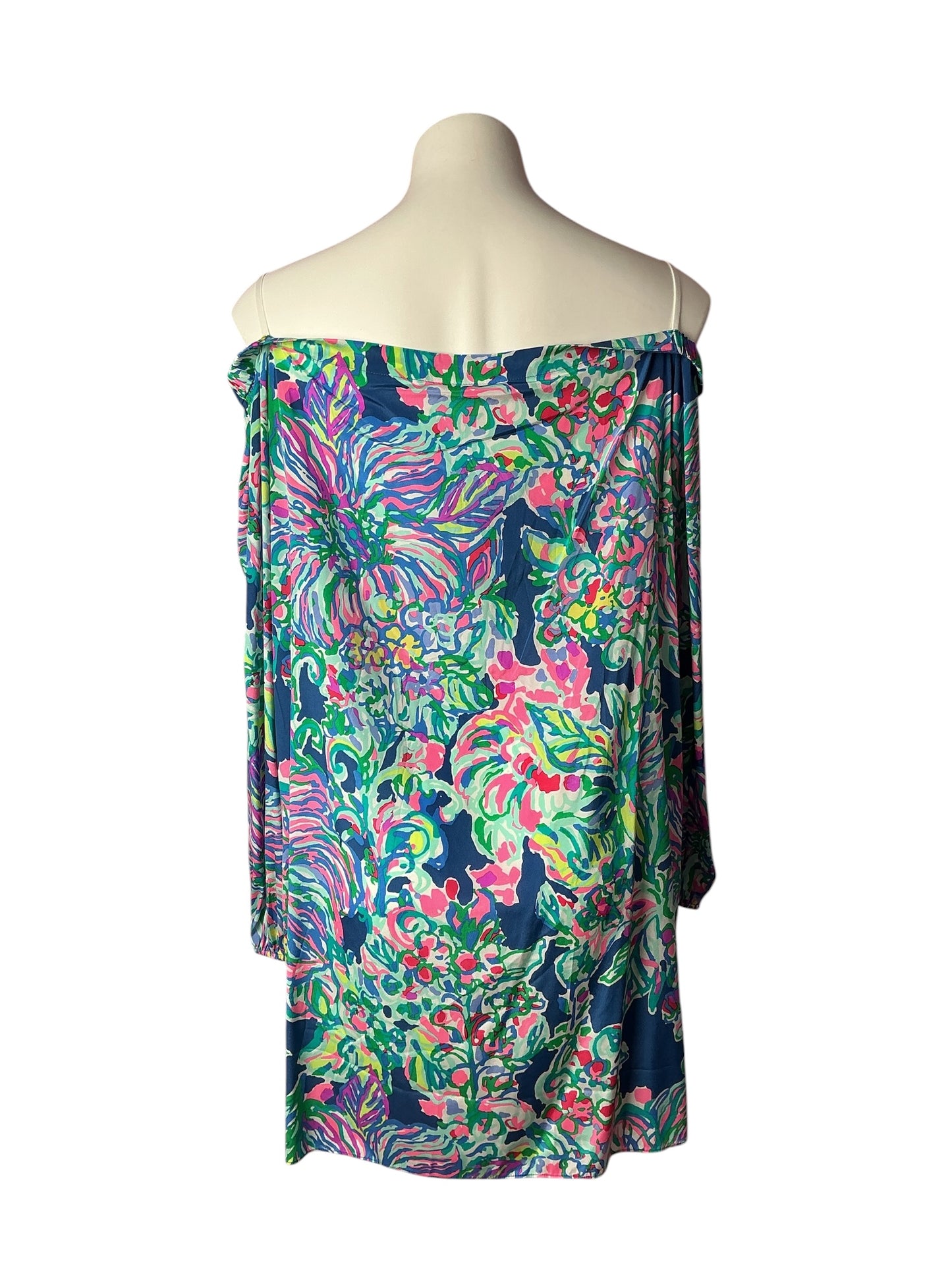 Lilly Pulitzer NWT Audra Stretch Silk Dress Indigo Exotic Escapade - Size L