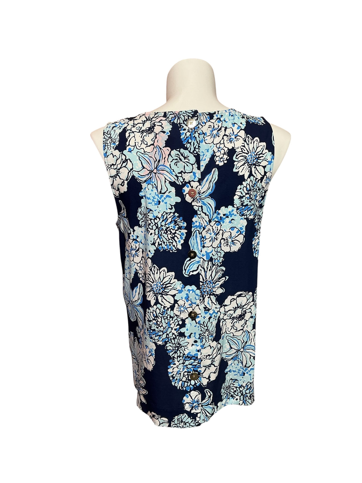 Lilly Pulitzer Iona Sleeveless Top Low Tide Navy Bouquet All Day - Size XL