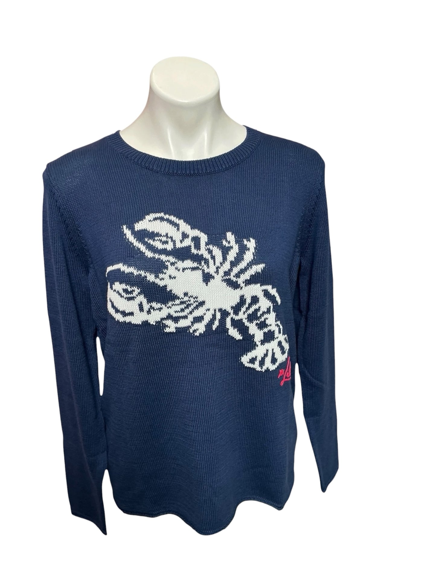 Lilly Pulitzer NWT Kellyn Sweater Low Tide Navy Nautical Lobster Jacquard - Size L