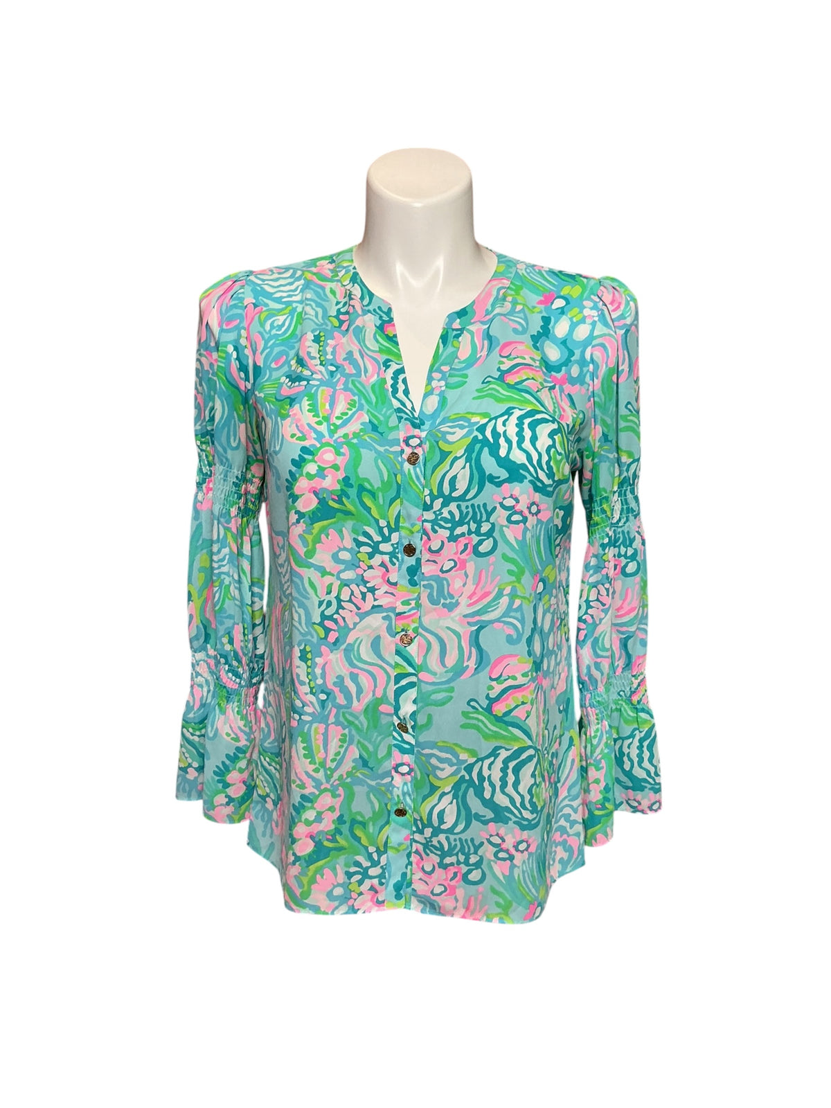 Lilly Pulitzer Dakota Top Amalfi Blue Best Fishes - Size M
