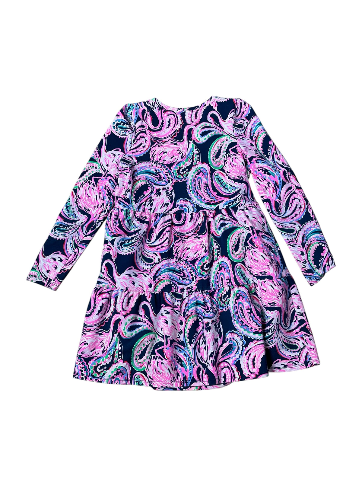 Lilly Pulitzer Mini Kids Arlette Dress High Tide Navy Flock To The Top - Size XL (12-14)