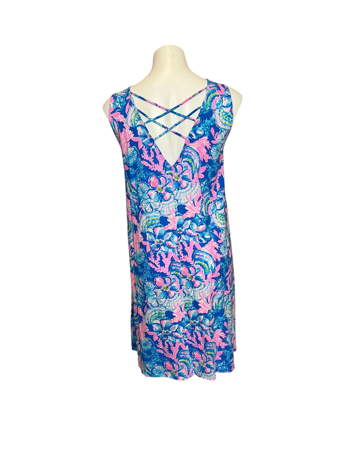 Lilly Pulitzer Kristen Swing Dress Blue Tang Sitting Seaside - Size XXL