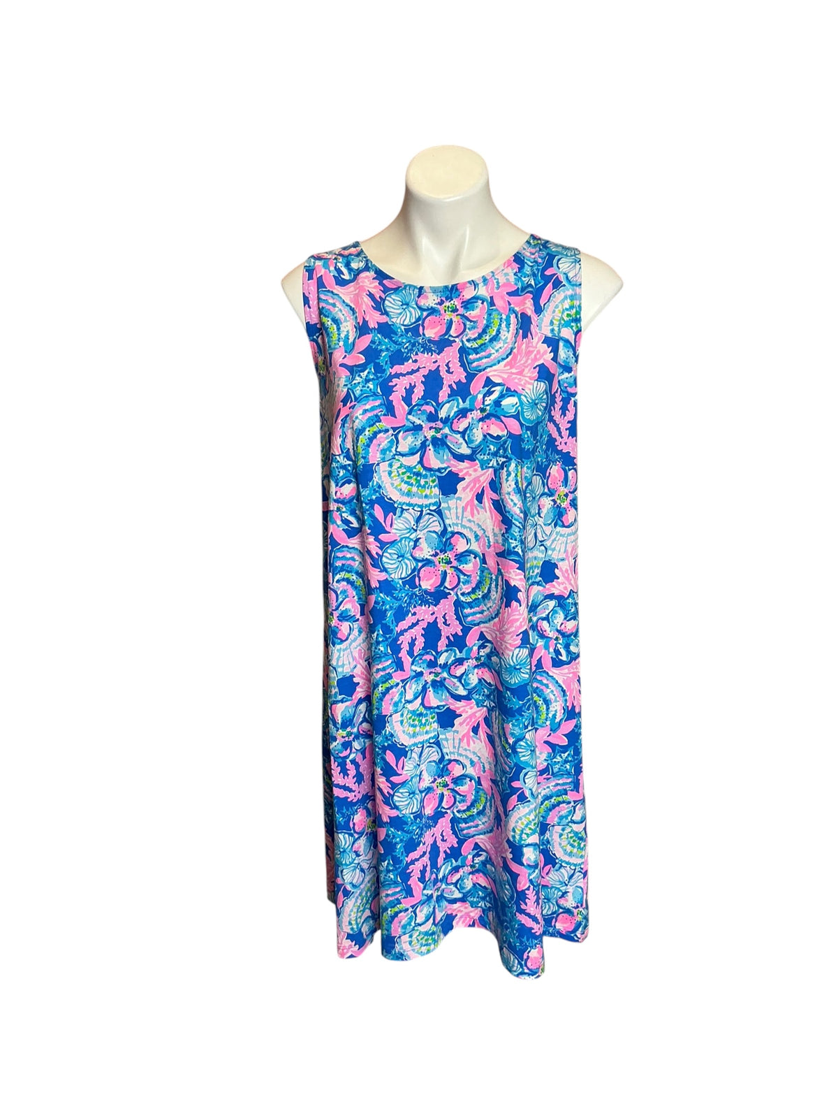 Lilly Pulitzer Kristen Swing Dress Blue Tang Sitting Seaside - Size XXL