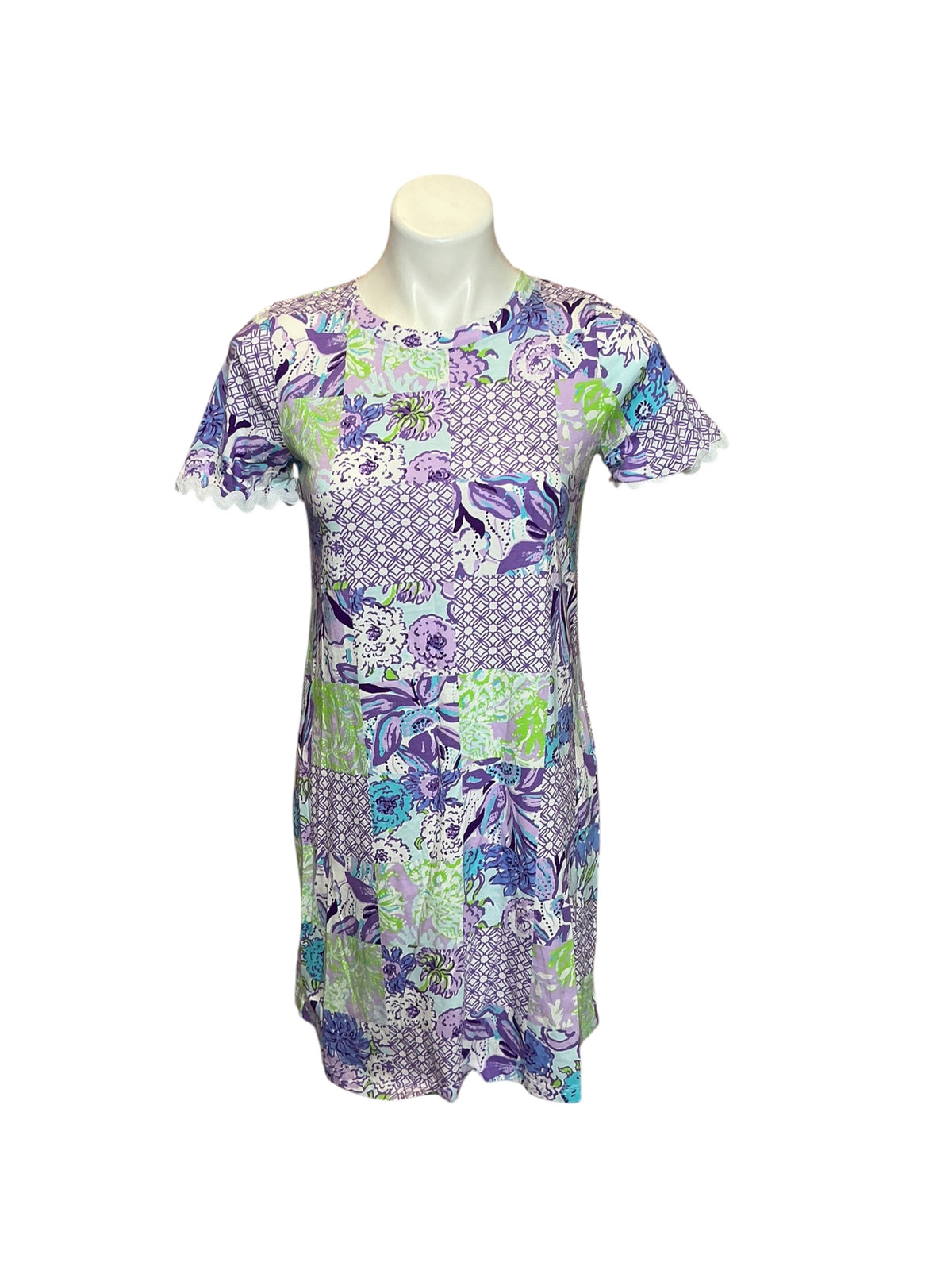 Lilly Pulitzer Cody Short Sleeve Dress Multi Juicy Story Patch - Size XXL