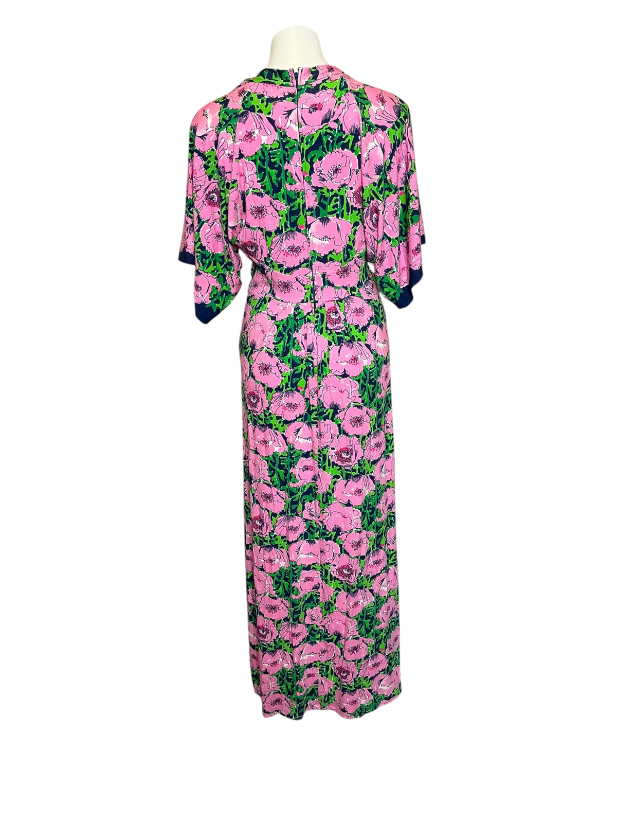 Lilly Pulitzer Wisteria V-Neck Maxi Dress Low Tide Navy Florrie - Size 8