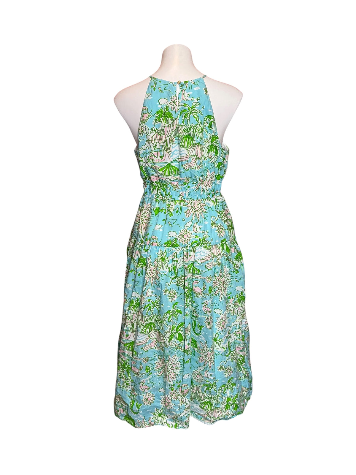 Lilly Pulitzer Talullah Maxi Dress Fresh Water Blue Sunbathers Bliss - Size 10