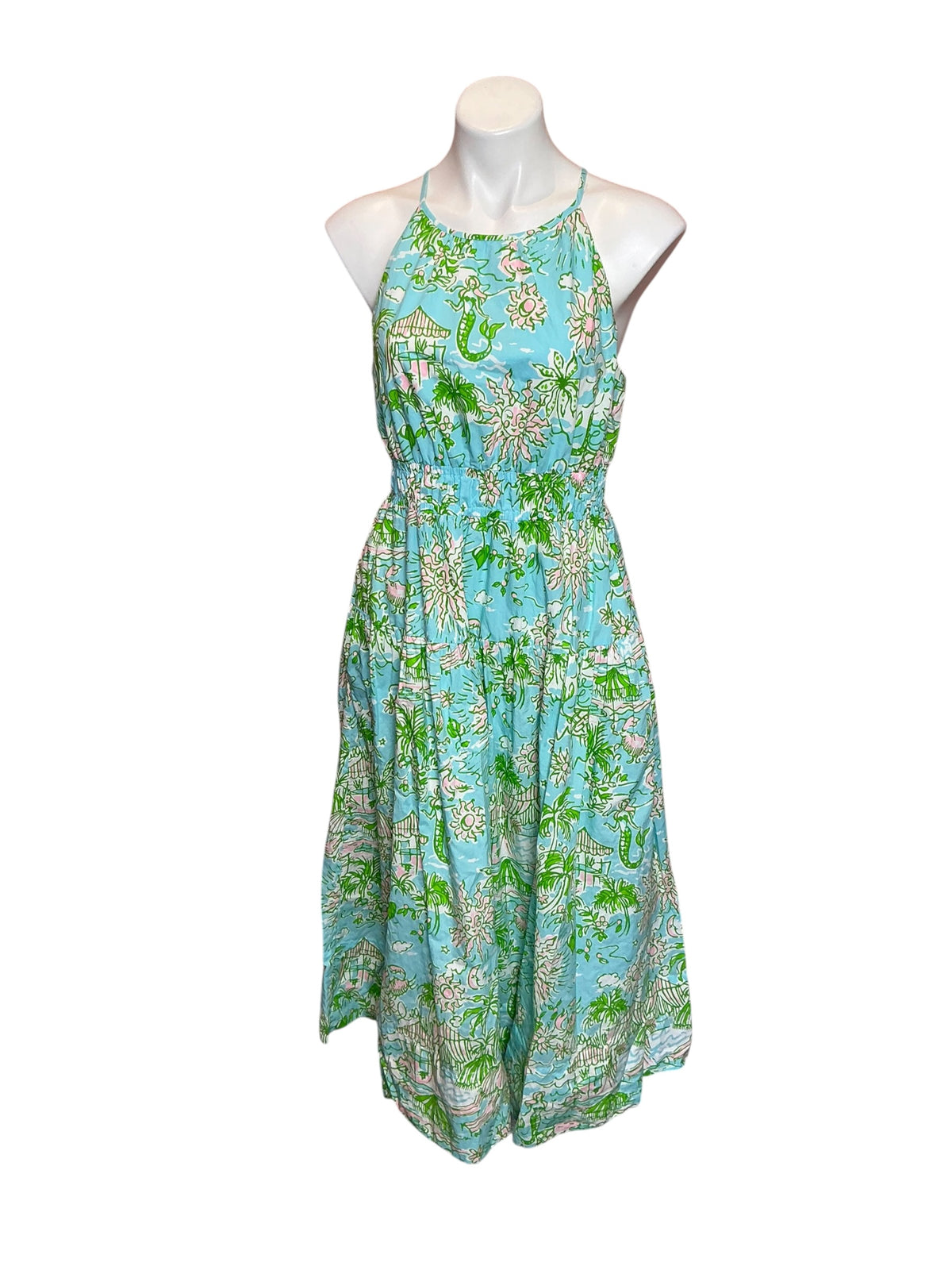 Lilly Pulitzer Talullah Maxi Dress Fresh Water Blue Sunbathers Bliss - Size 10