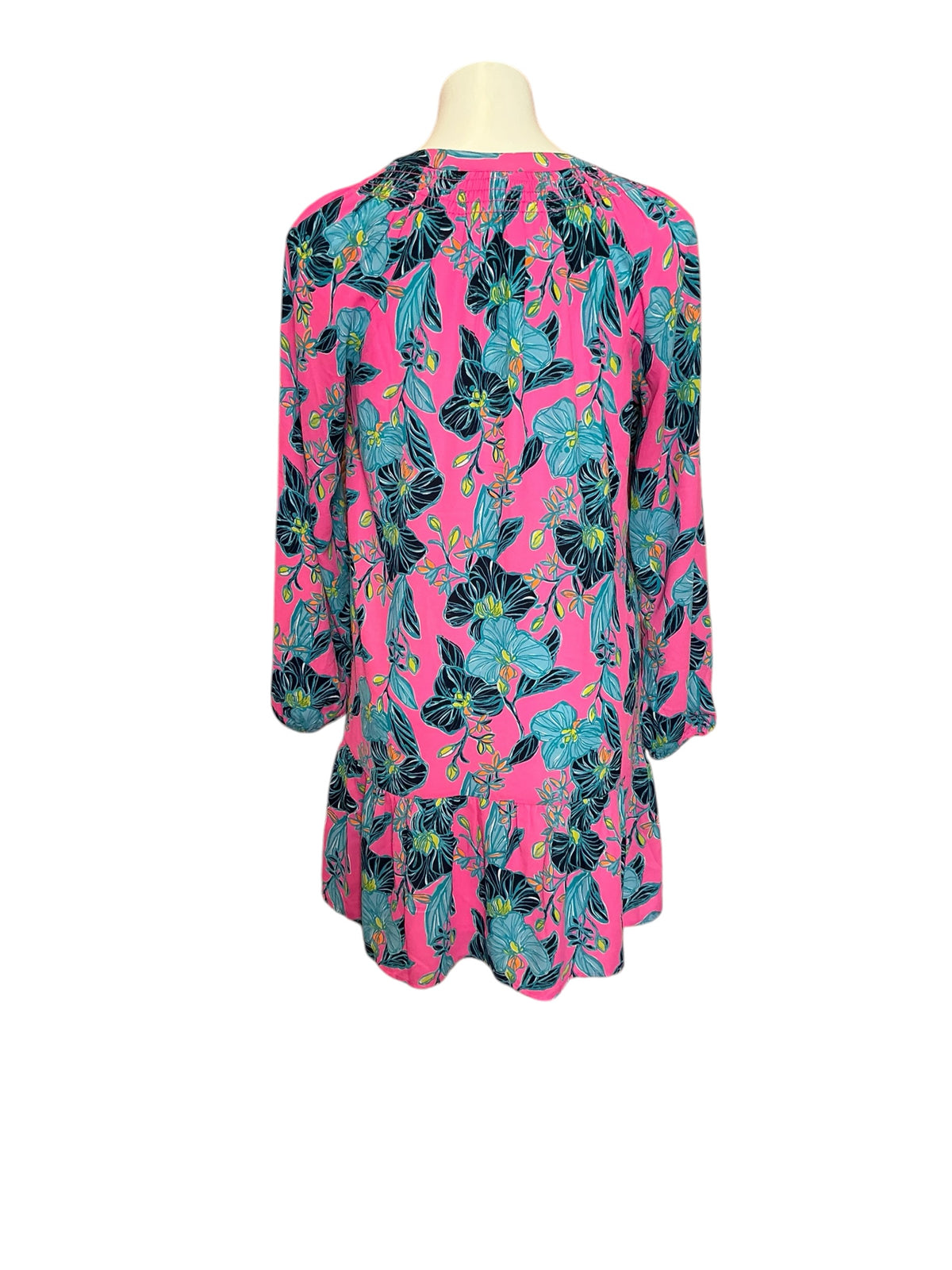 Lilly Pulitzer Lucee Long Sleeve Tunic Dress Pink Isle Blooming For You - Size S
