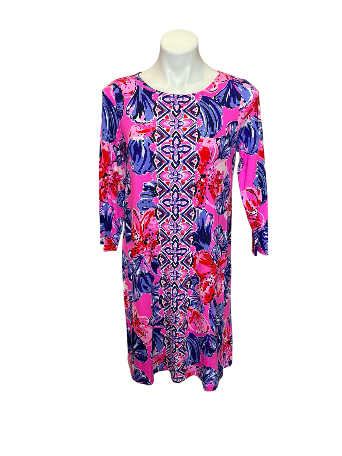 Lilly Pulitzer NWT Ophelia Dress Plumeria Pink In A Holidaze Engineered - Size M